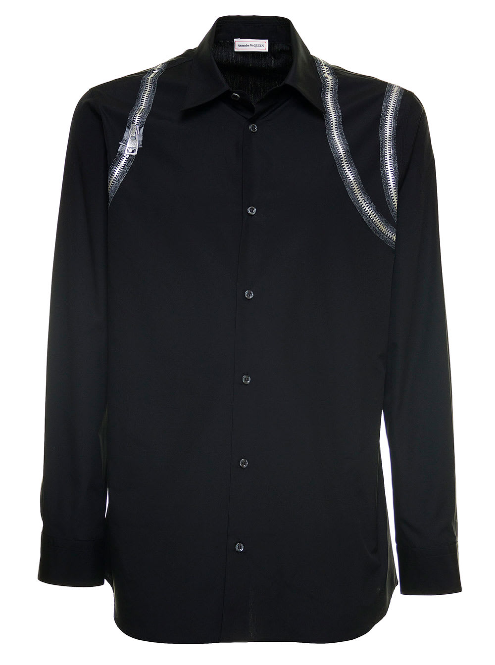 Alexander McQueen Black Cotton Shirt With Zip Detail