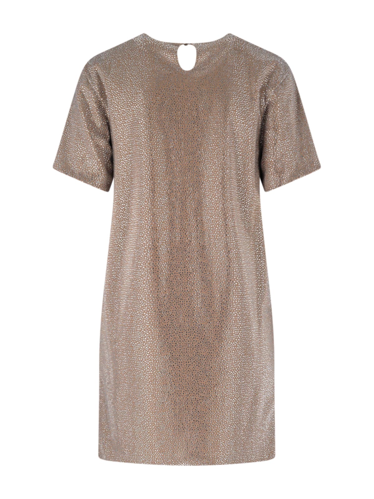 Giuseppe Di Morabito Metallic Finish Knee Length Dress With Keyhole Back In Brown