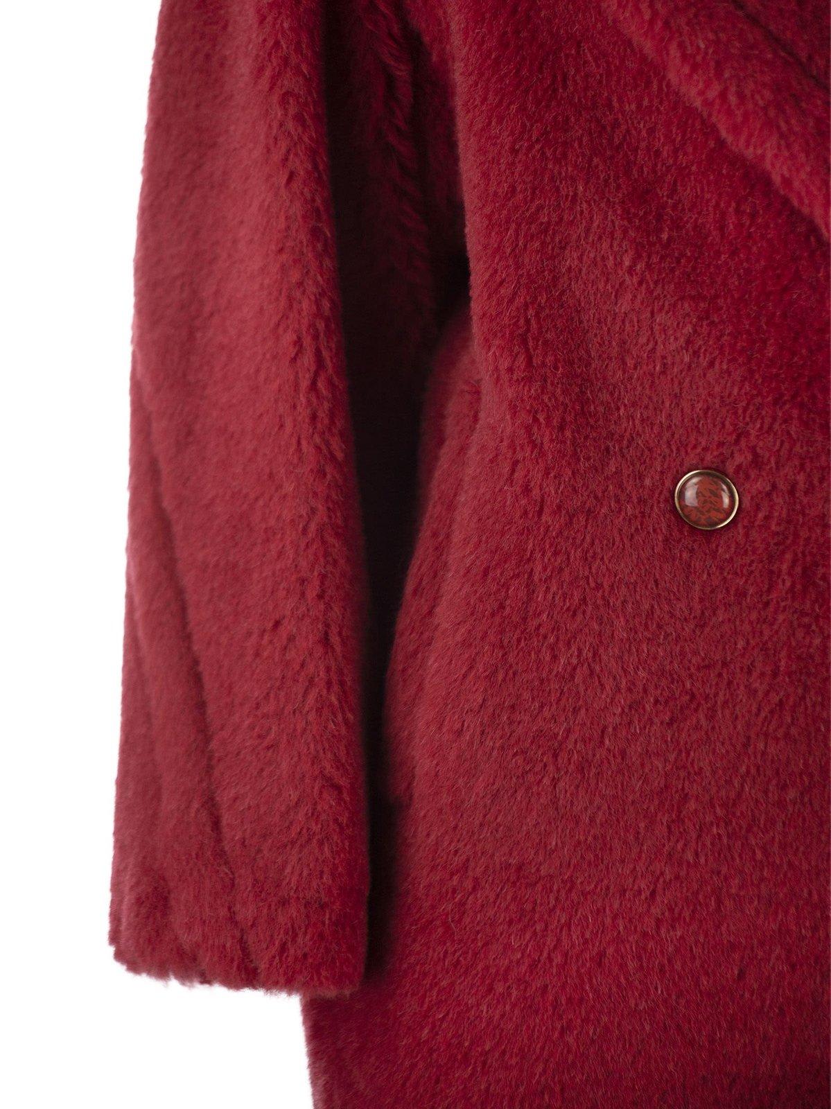 Shop Max Mara Double-breasted Long-sleeved Coat In Red