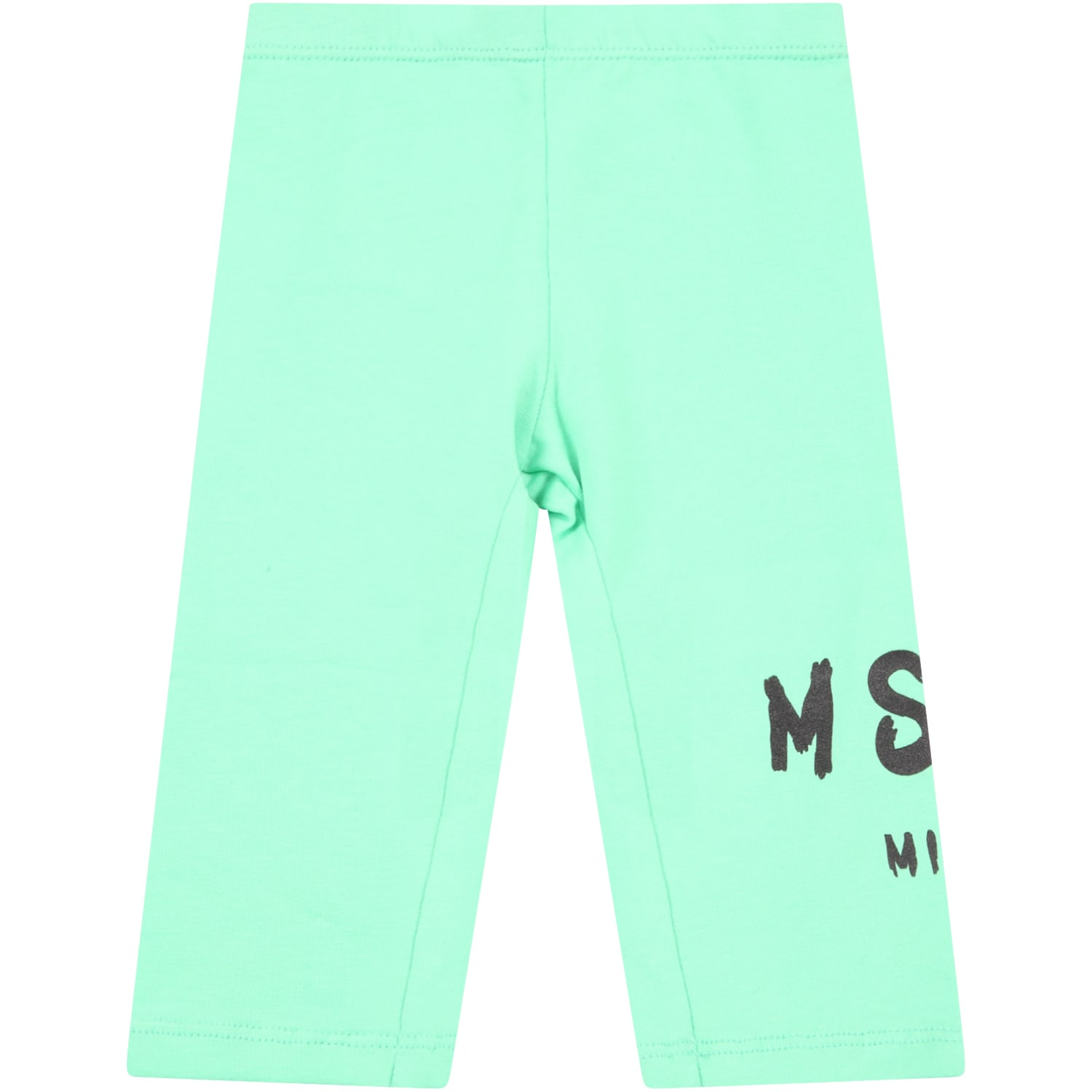 MSGM Mint Green Leggings For Babygirl Wih Logo