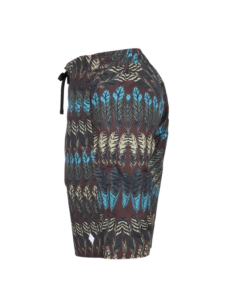 Marcelo Burlon County Of Milan Marcelo Burlon Logo Print Boxer Swimsuit In Brown