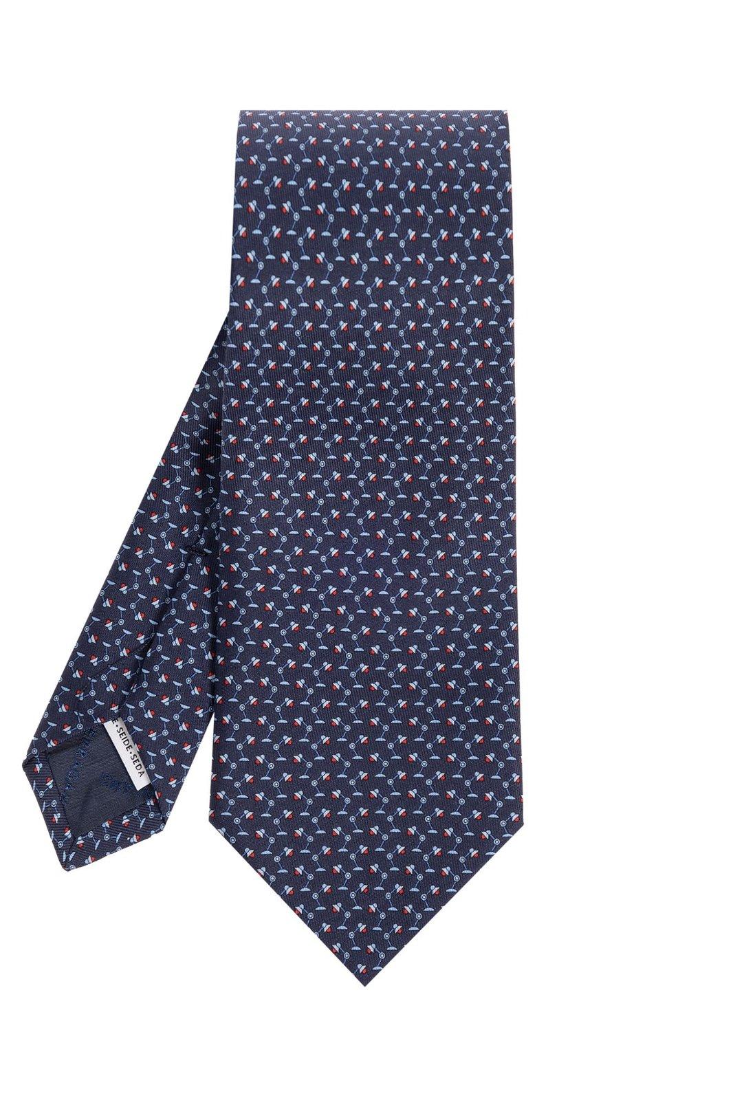 Shop Ferragamo Patterned Tie In Navy