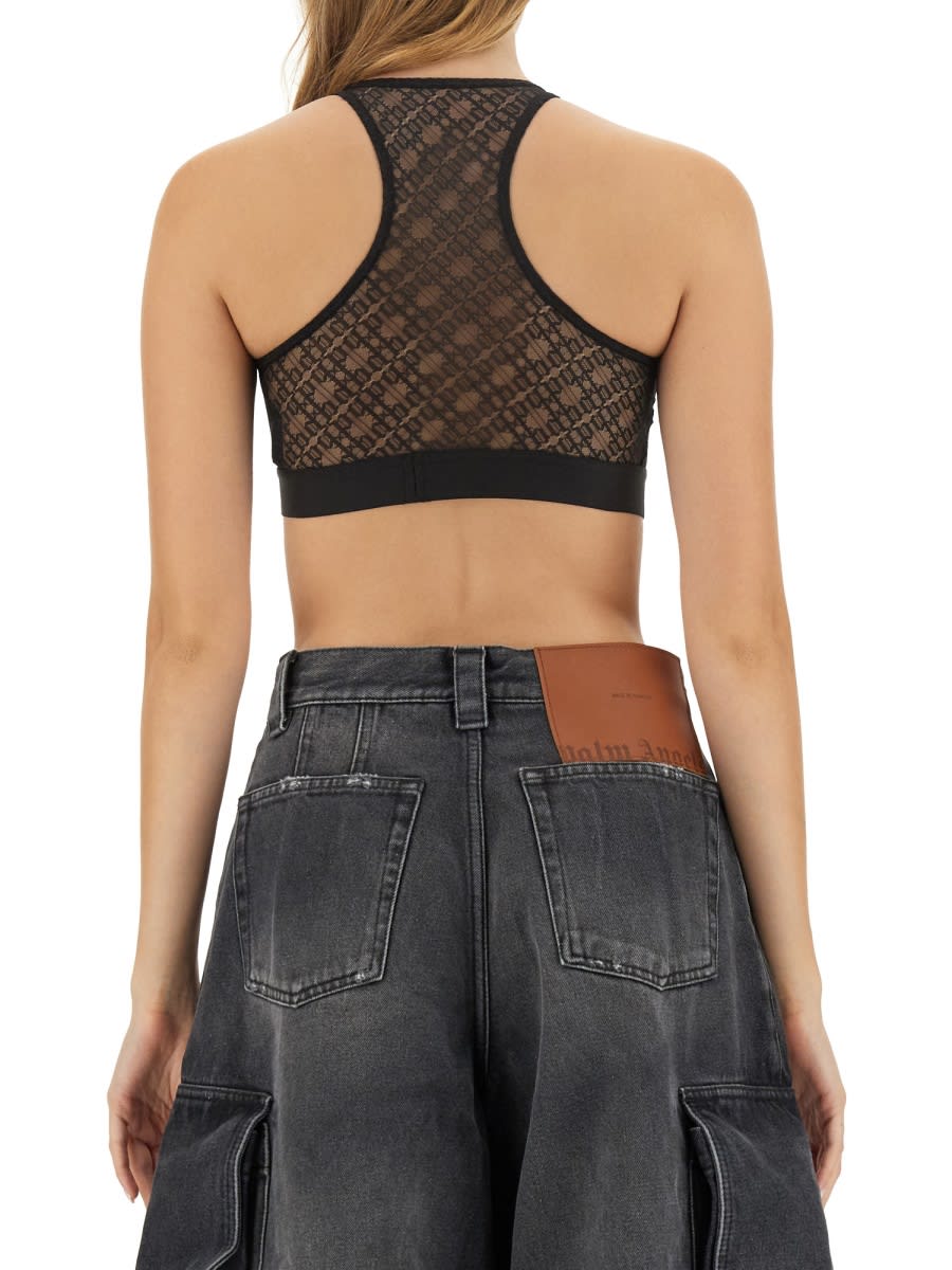 Shop Palm Angels Lace America Top In Black