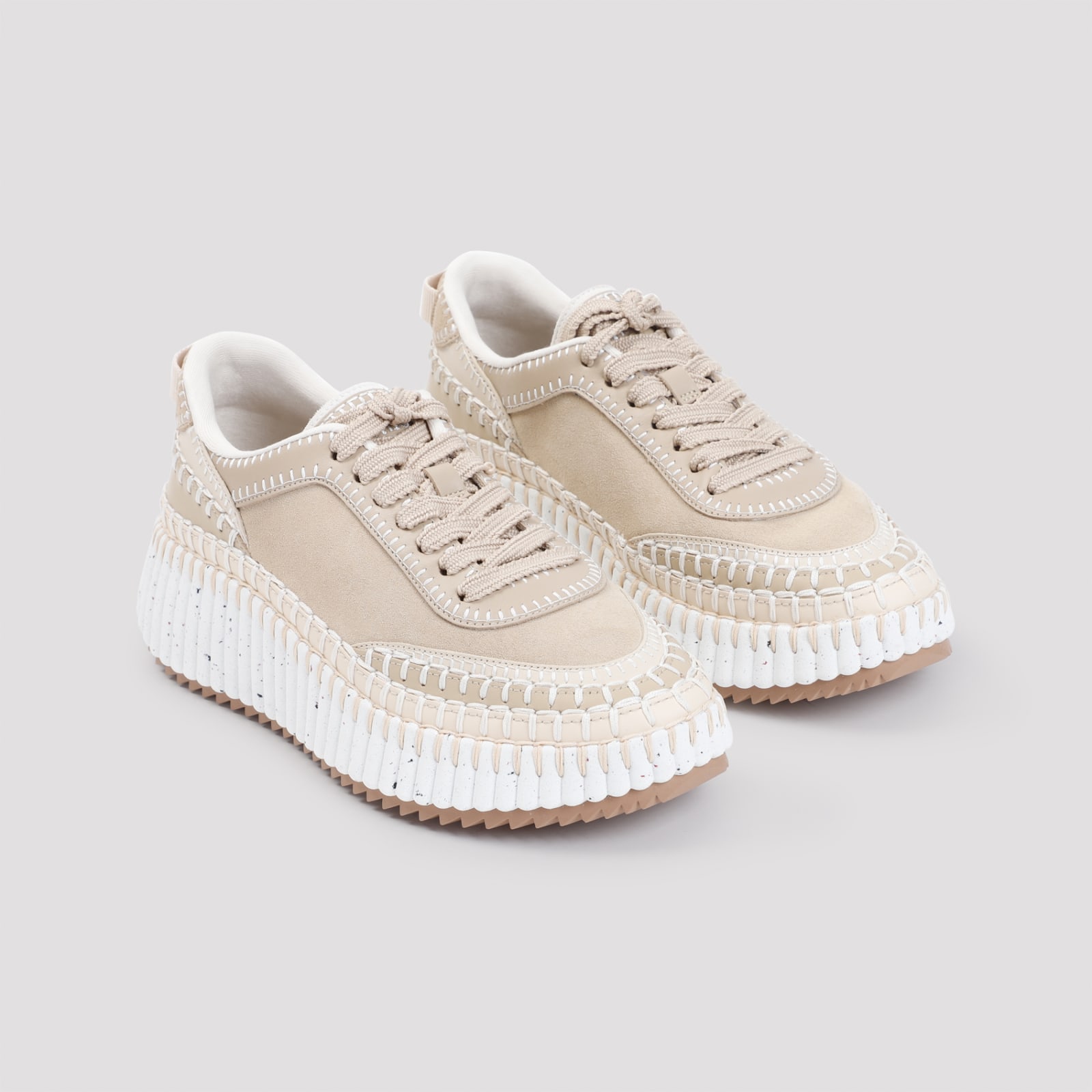 Shop Chloé Nama Sneakers In Blossom Beige