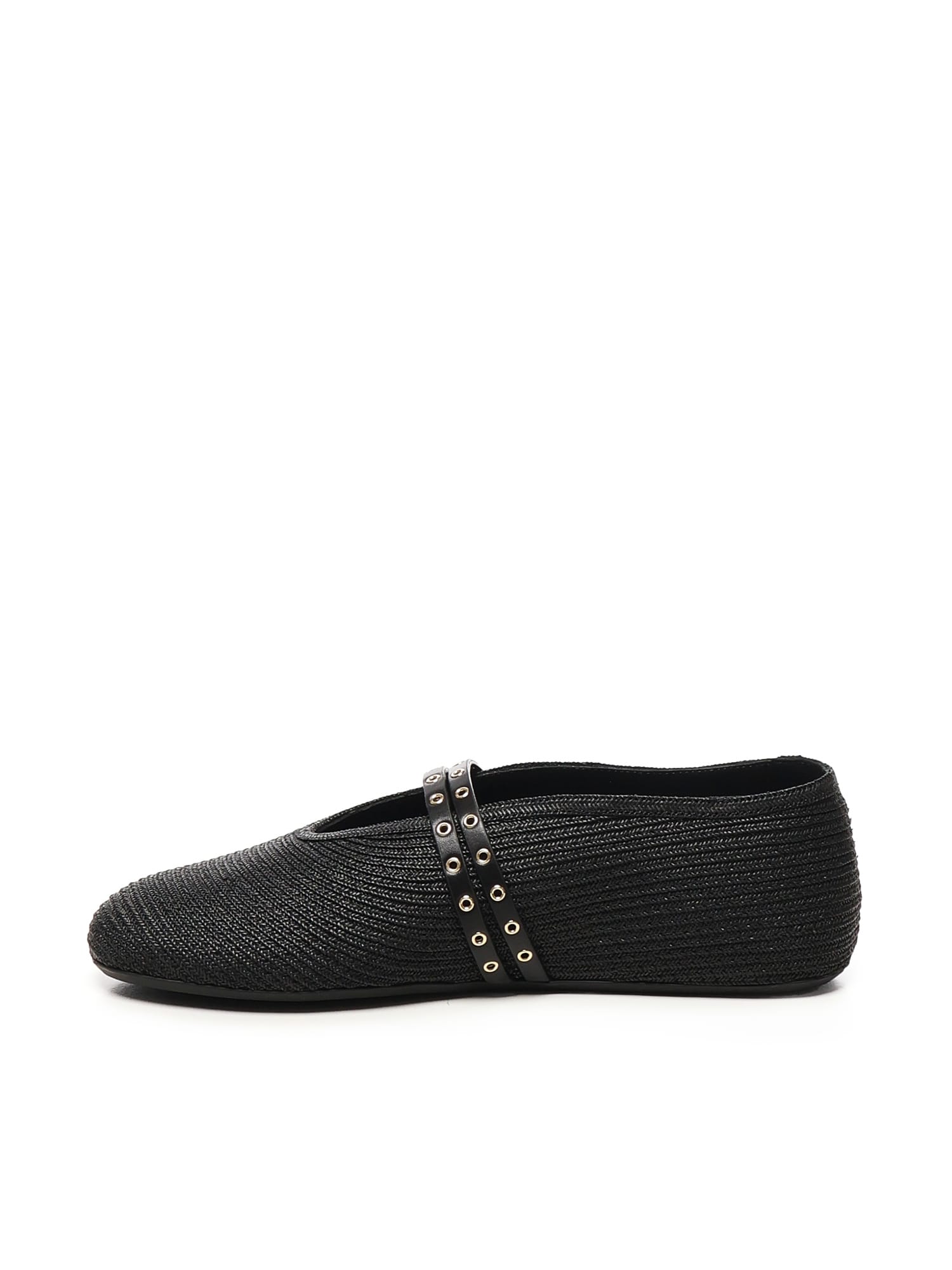 Alaïa Flat Straw Ballerinas In Black