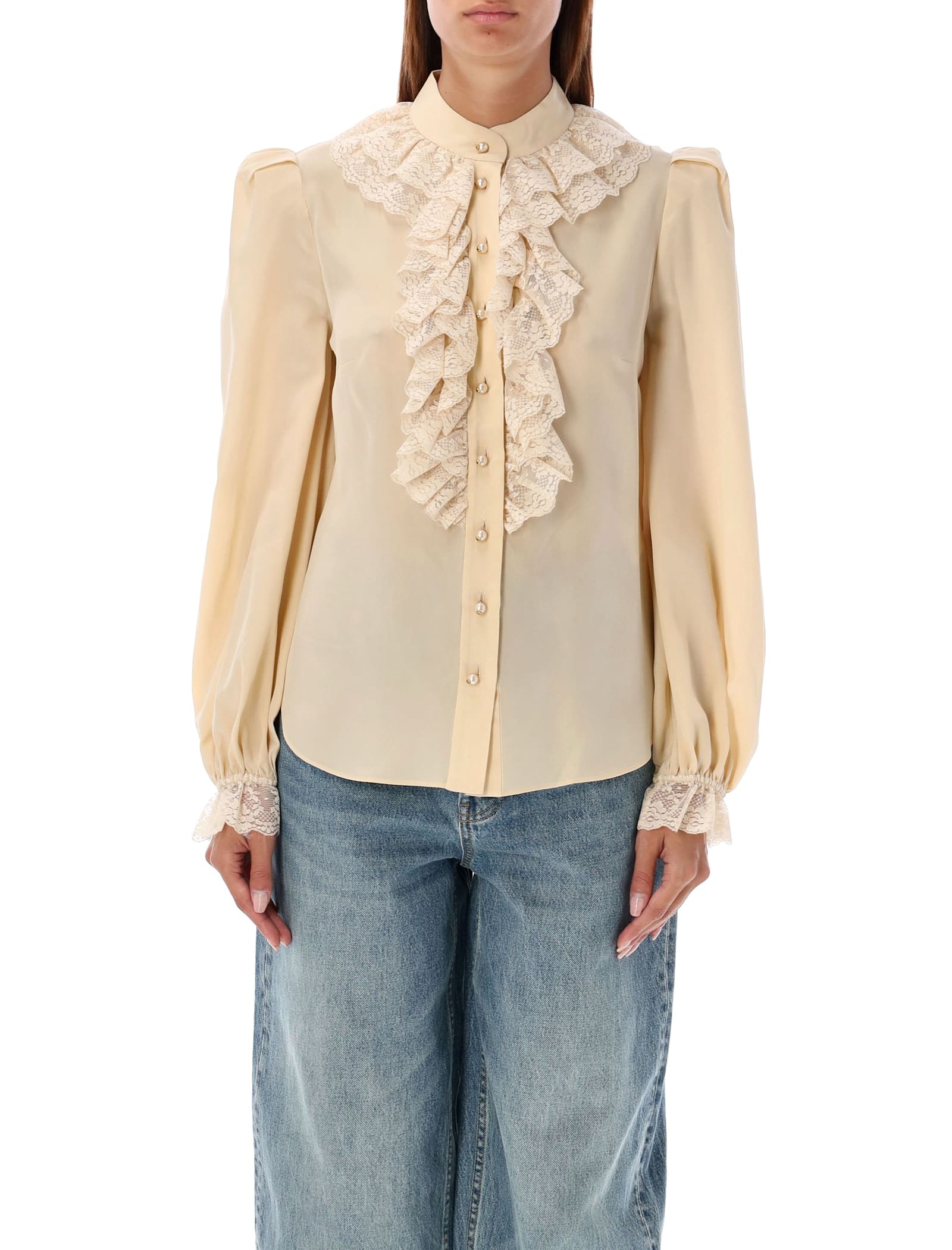 Shop Zimmermann Illustration Ruffle Blouse In Cream