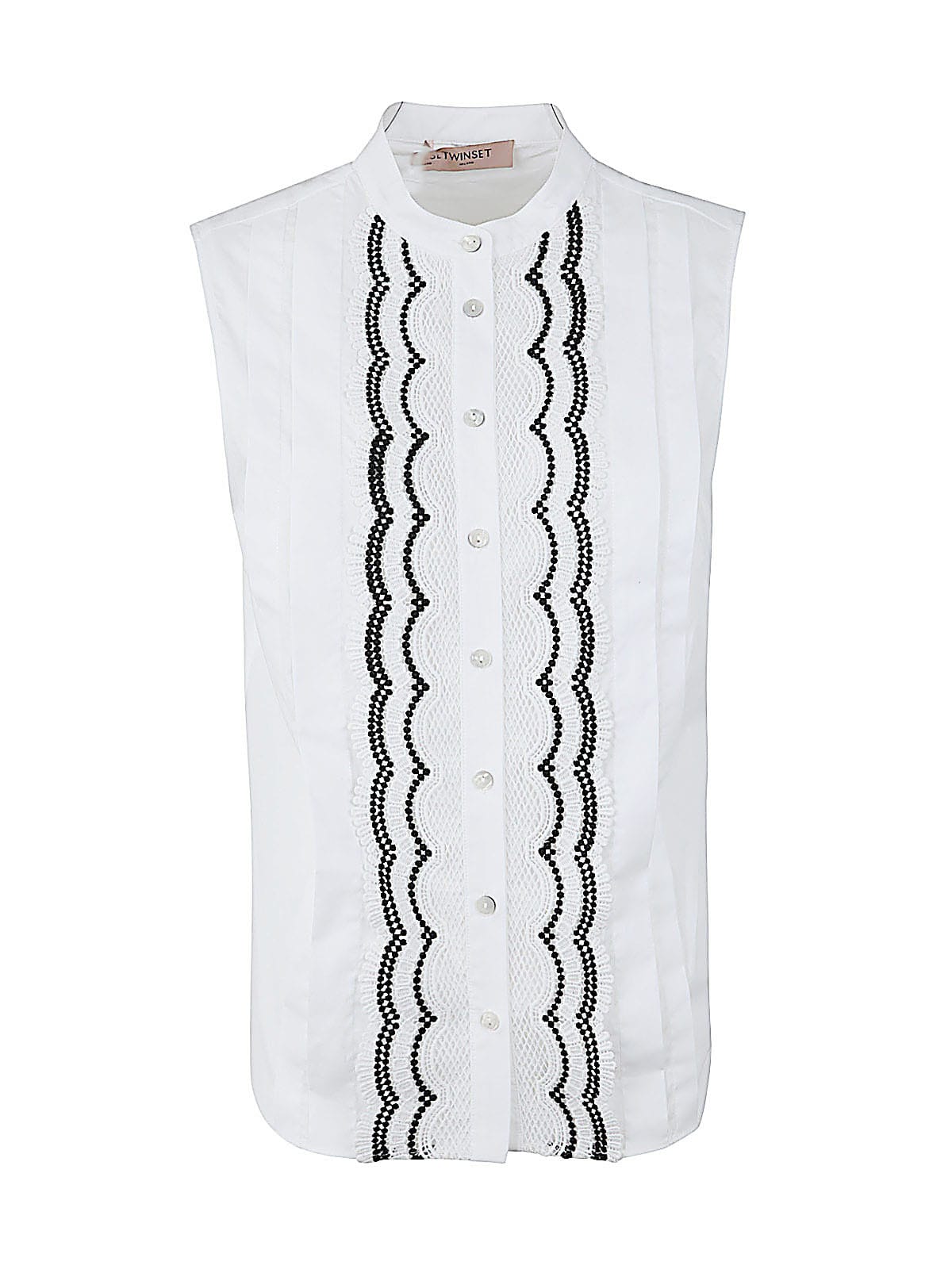 TWINSET SLEEVELESS SHIRT WITH PLASTRON