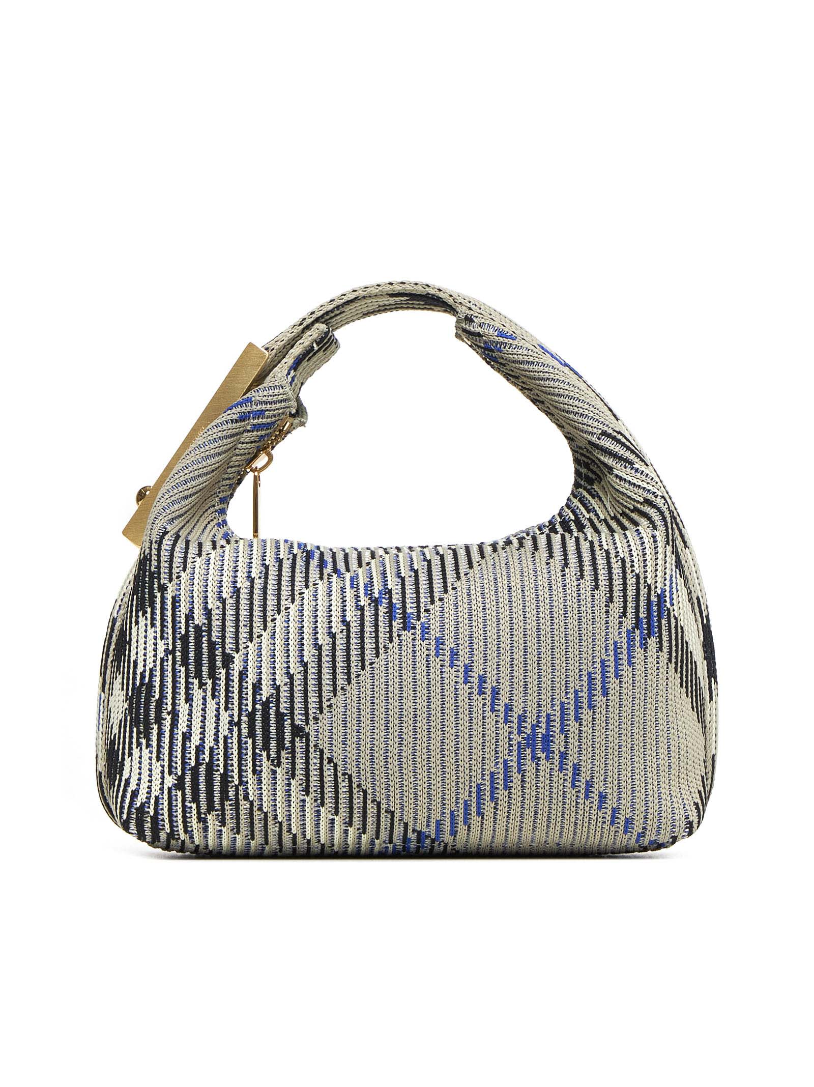 Burberry Mini Peg Check Knitted Bag In Neutrals