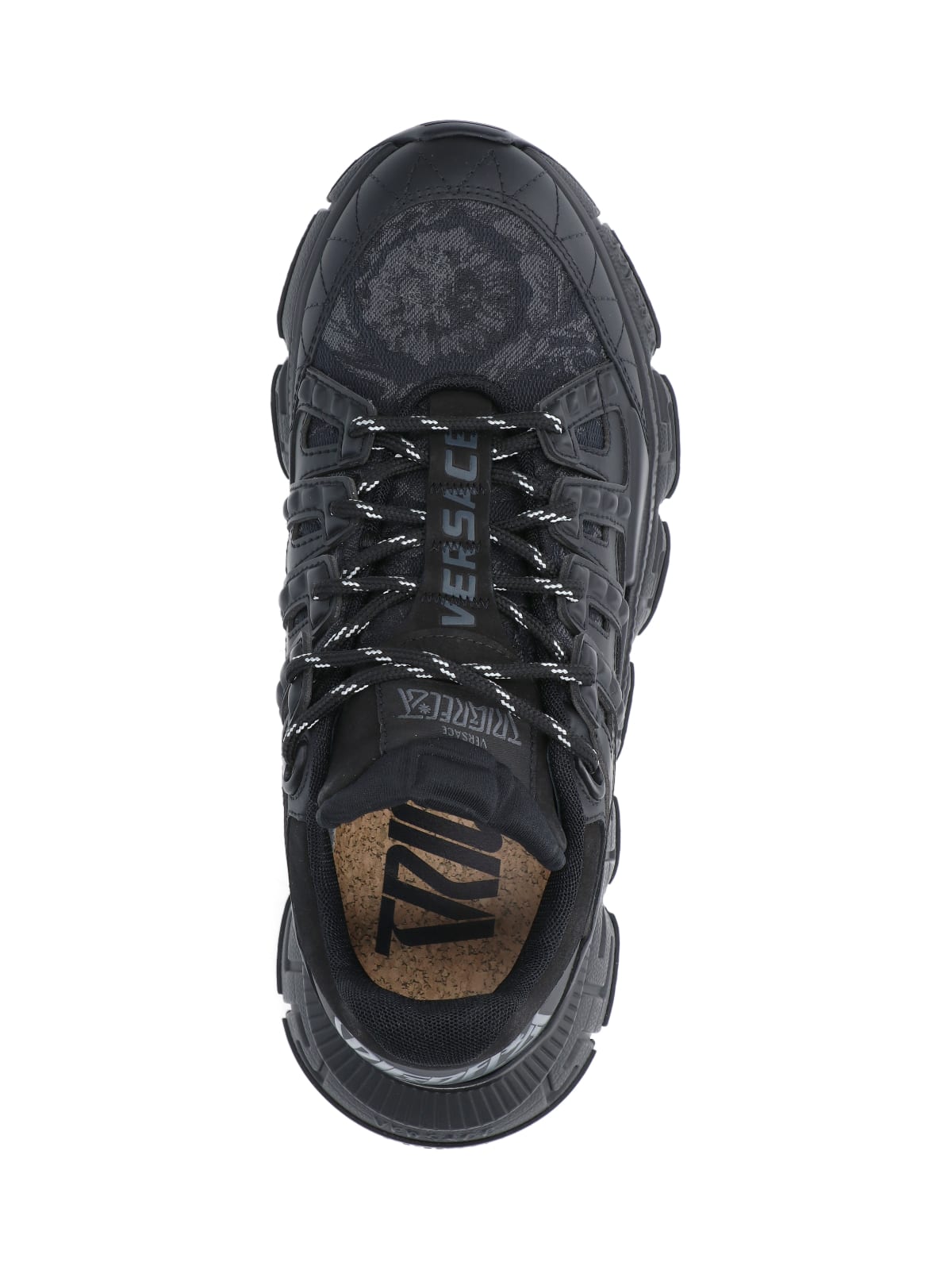Shop Versace Trigreca Barocco Sneakers In Black