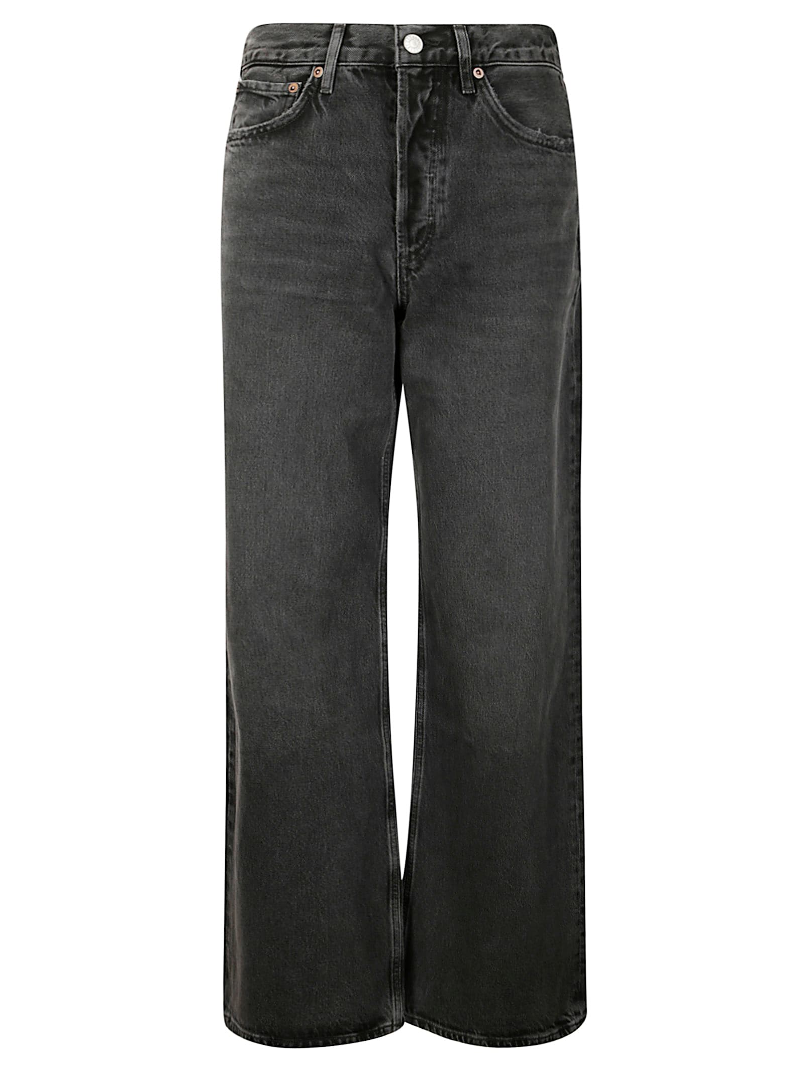 Agolde Blue Jeans With High Waist And Logo Patch On The Rear In Gray