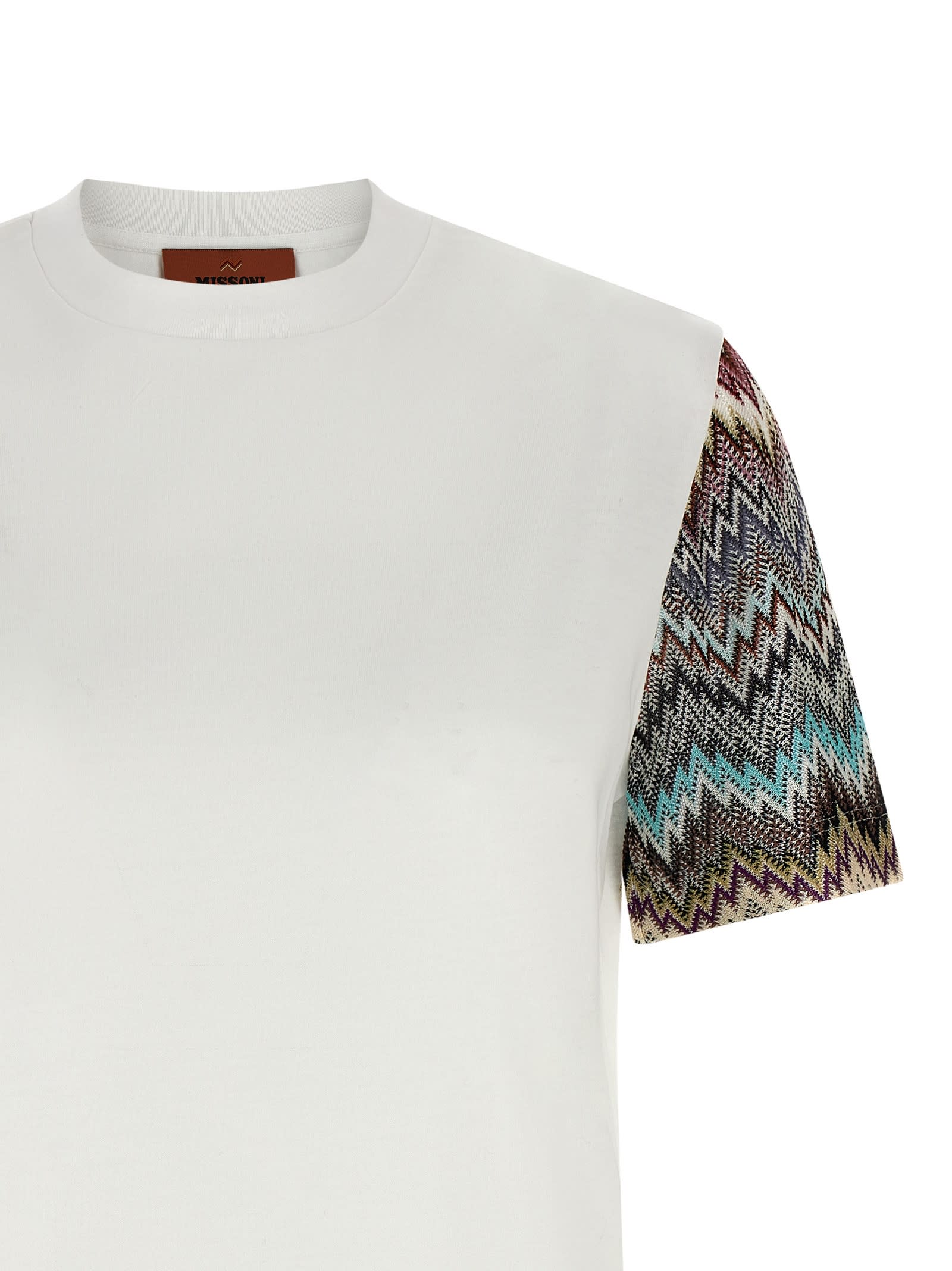 Missoni Short Sleeve T-shirt With Snake Pattern Insert In White