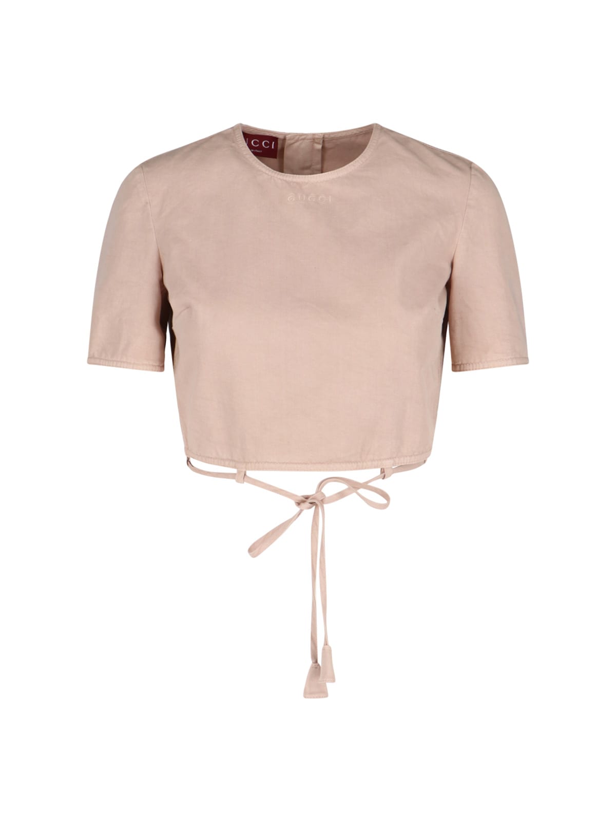 Gucci Sleeve Tie Cropped Top In Pink