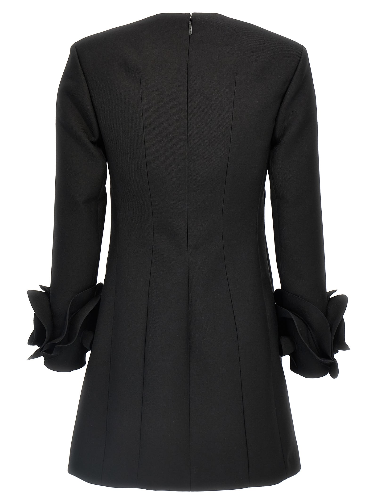 ワンピース Valentino Garavani Double Compact Drill Minidress With Rose Valentino DOUBLE COMPACT DRILL MINIDRESS WITH ROSE DETAIL