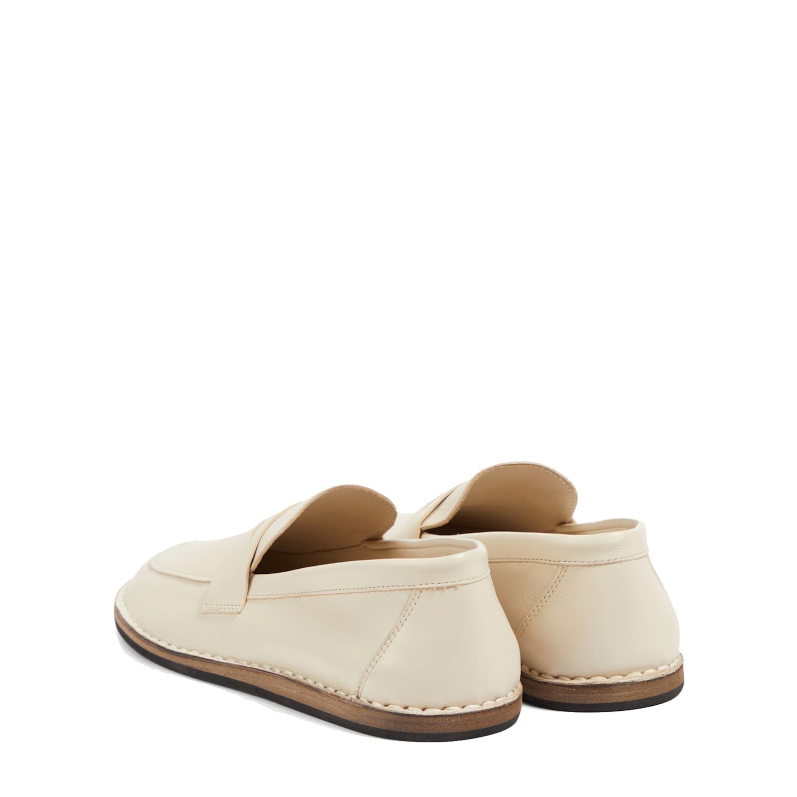 The Row Hammered Leather Cary Penny Loafers In White