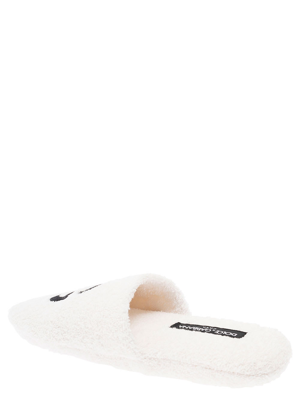 Shop Dolce & Gabbana Embroidered Terry Cotton Slippers In White