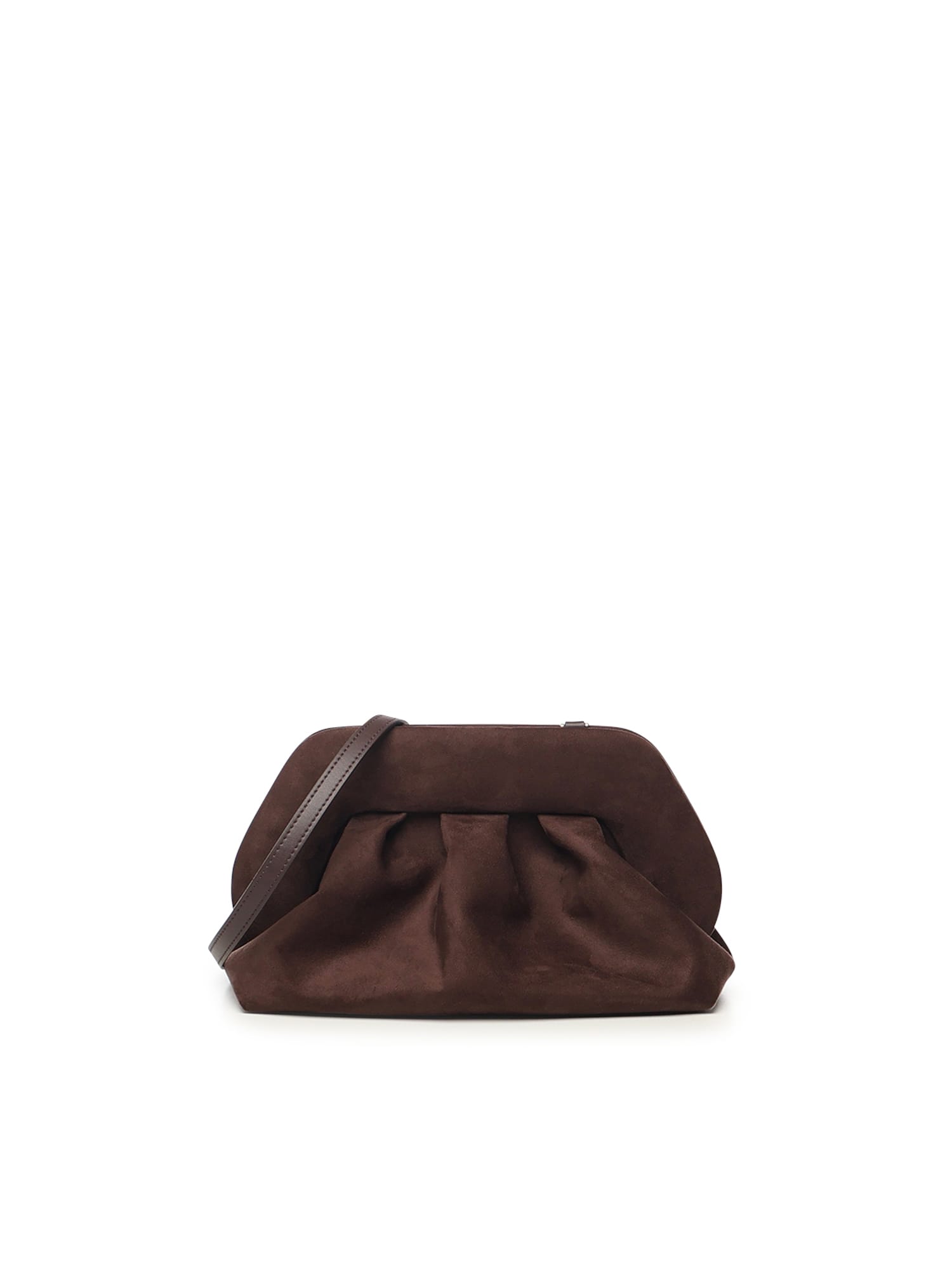 Themoirè Tia Suede Clutch In Black
