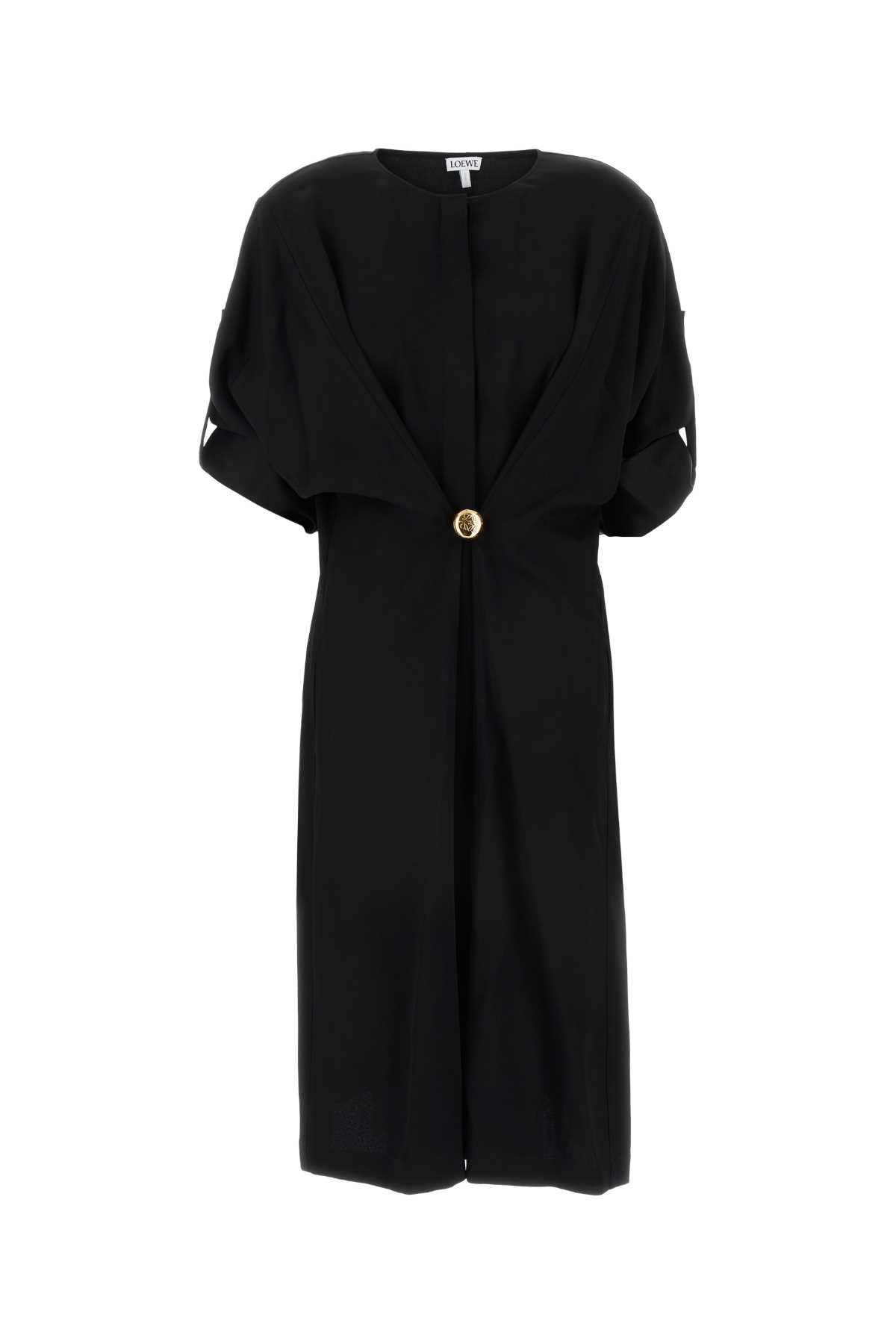 Shop Loewe Back Crepe Pebble Dress In Black