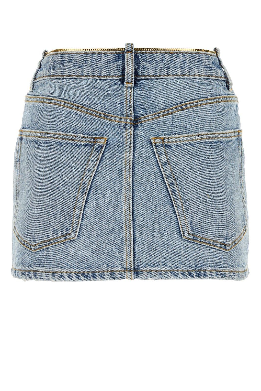 Shop Alexander Wang Chain-link Denim Mini Skirt In Blue