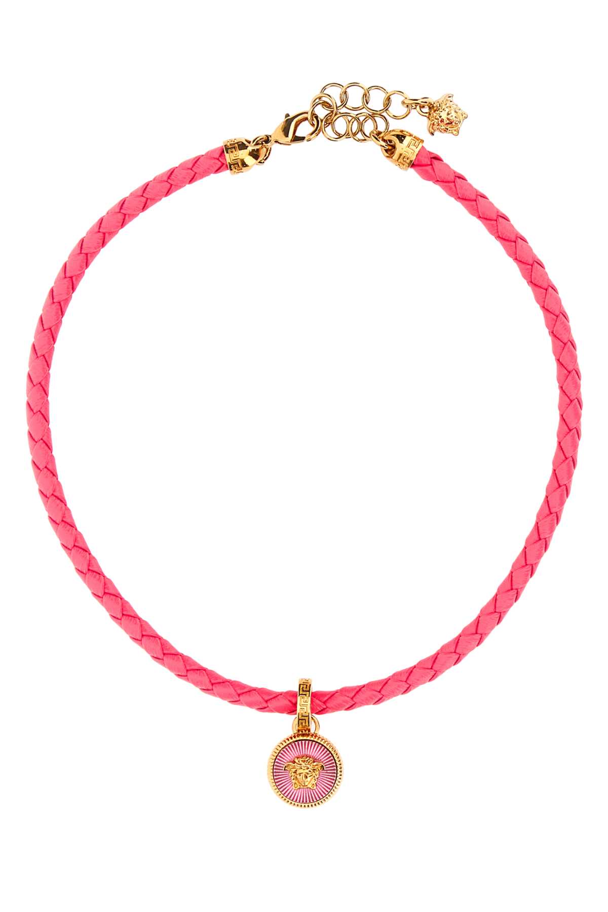 Dark Pink Leather Necklace