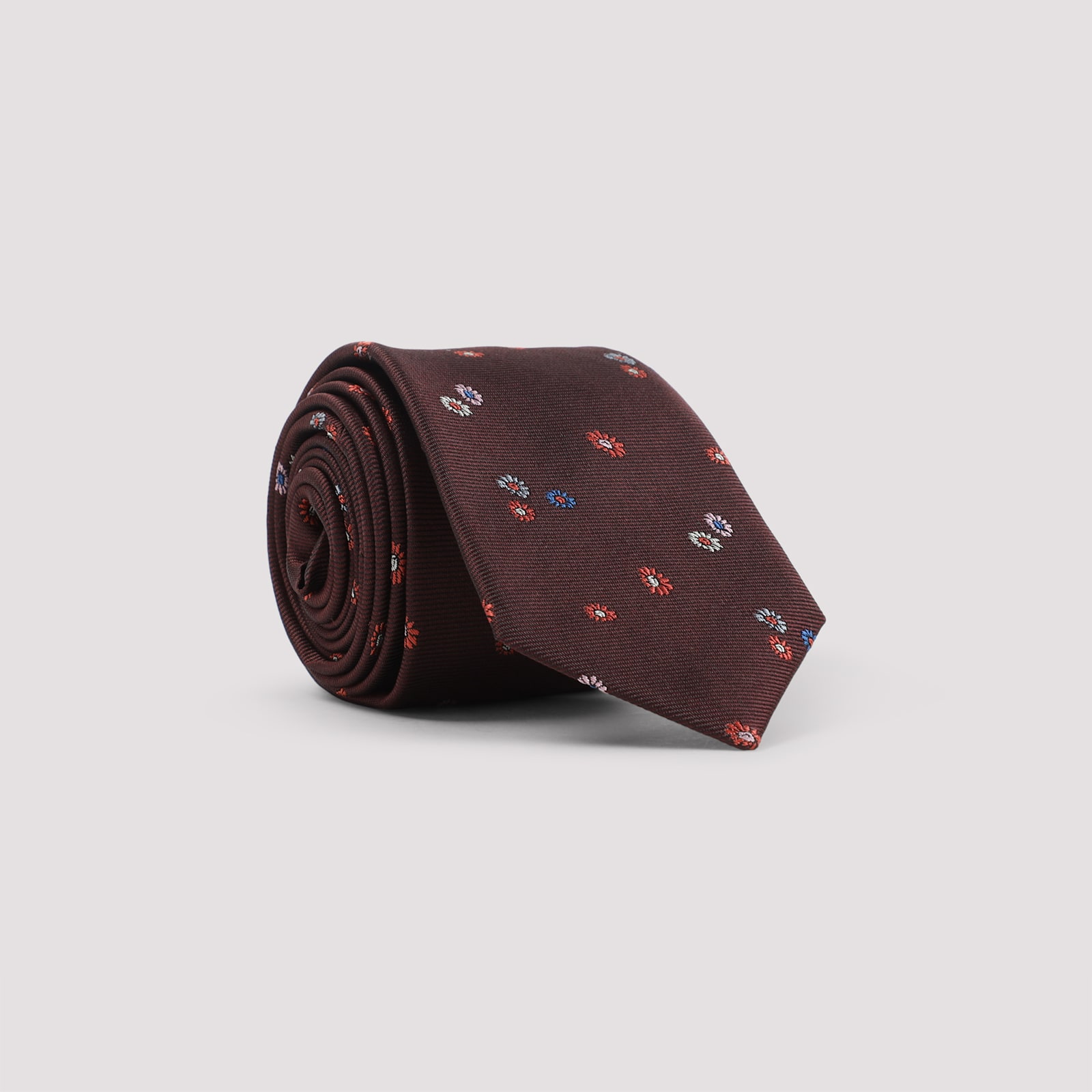 Paul Smith Flower Pattern Tie In Brown