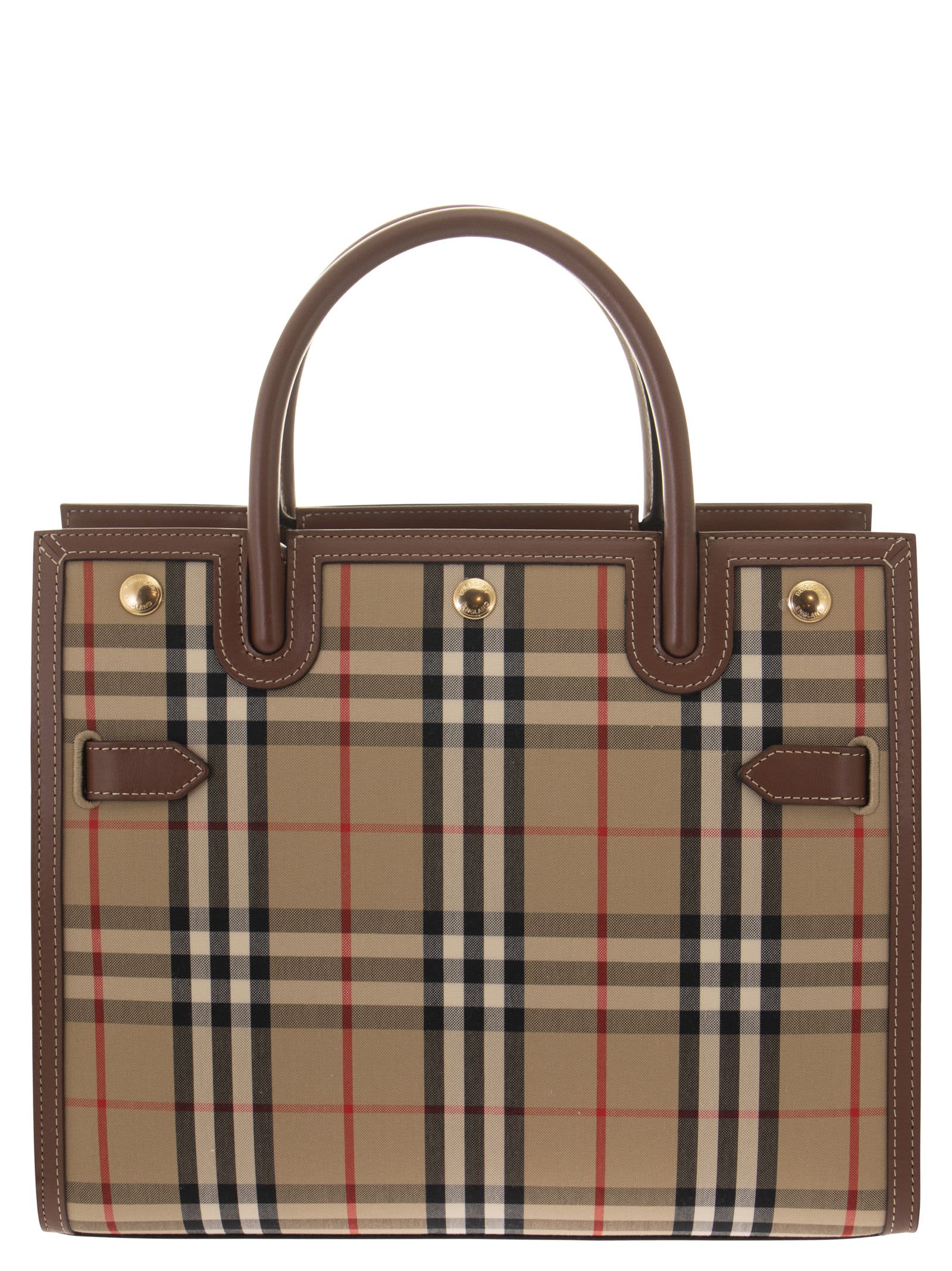 Burberry Small Title Bag With Vintage Check Pattern And Double Handles