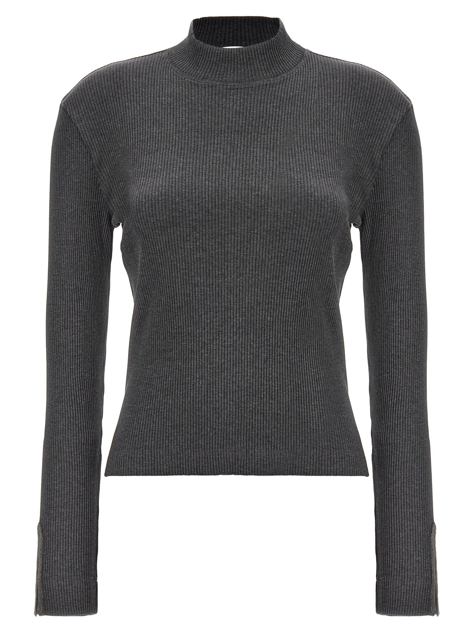 Shop Brunello Cucinelli Ribbed Sweater In Gray