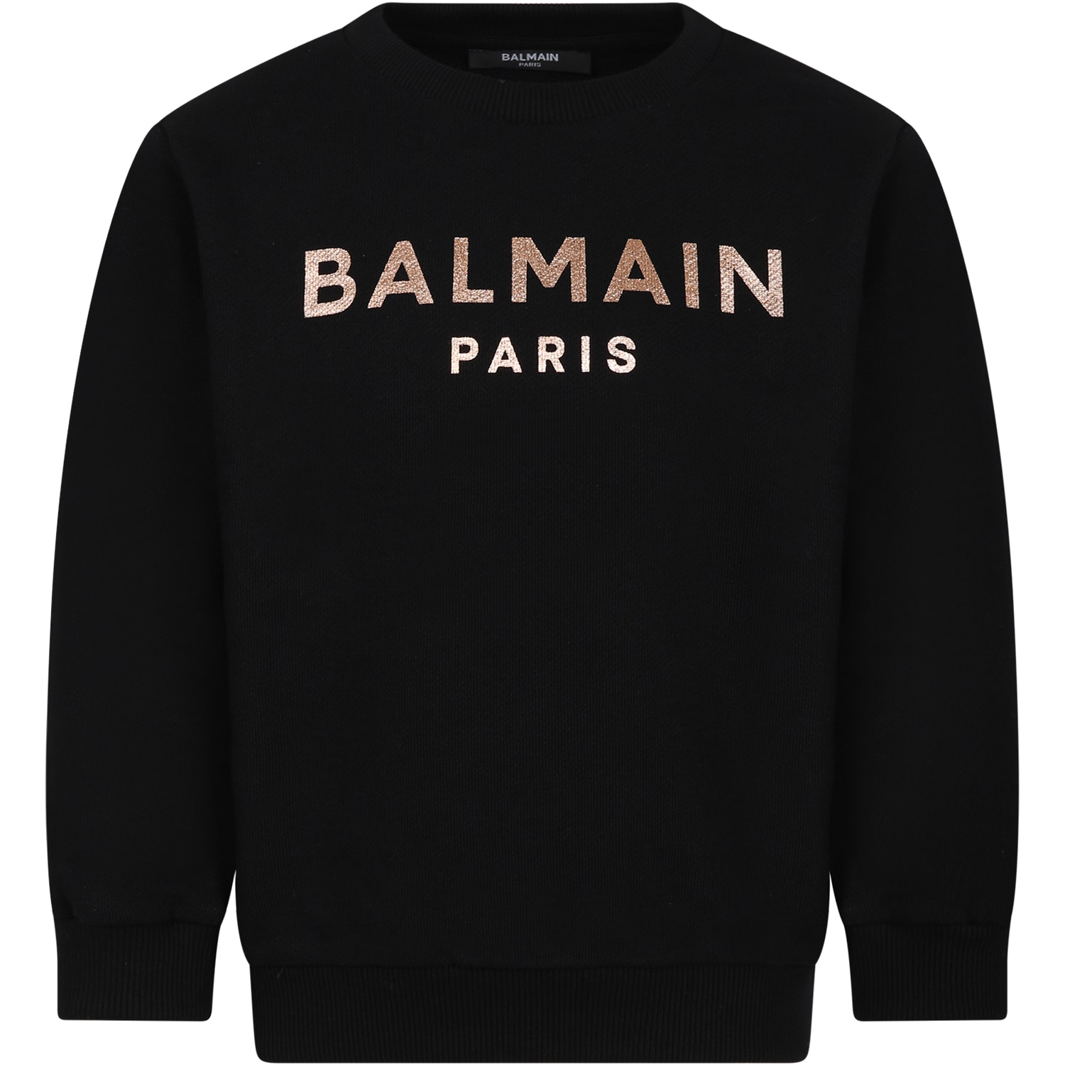 Balmain Kids' Black Sweatshirt With Iconic Metallic Logo For Girl