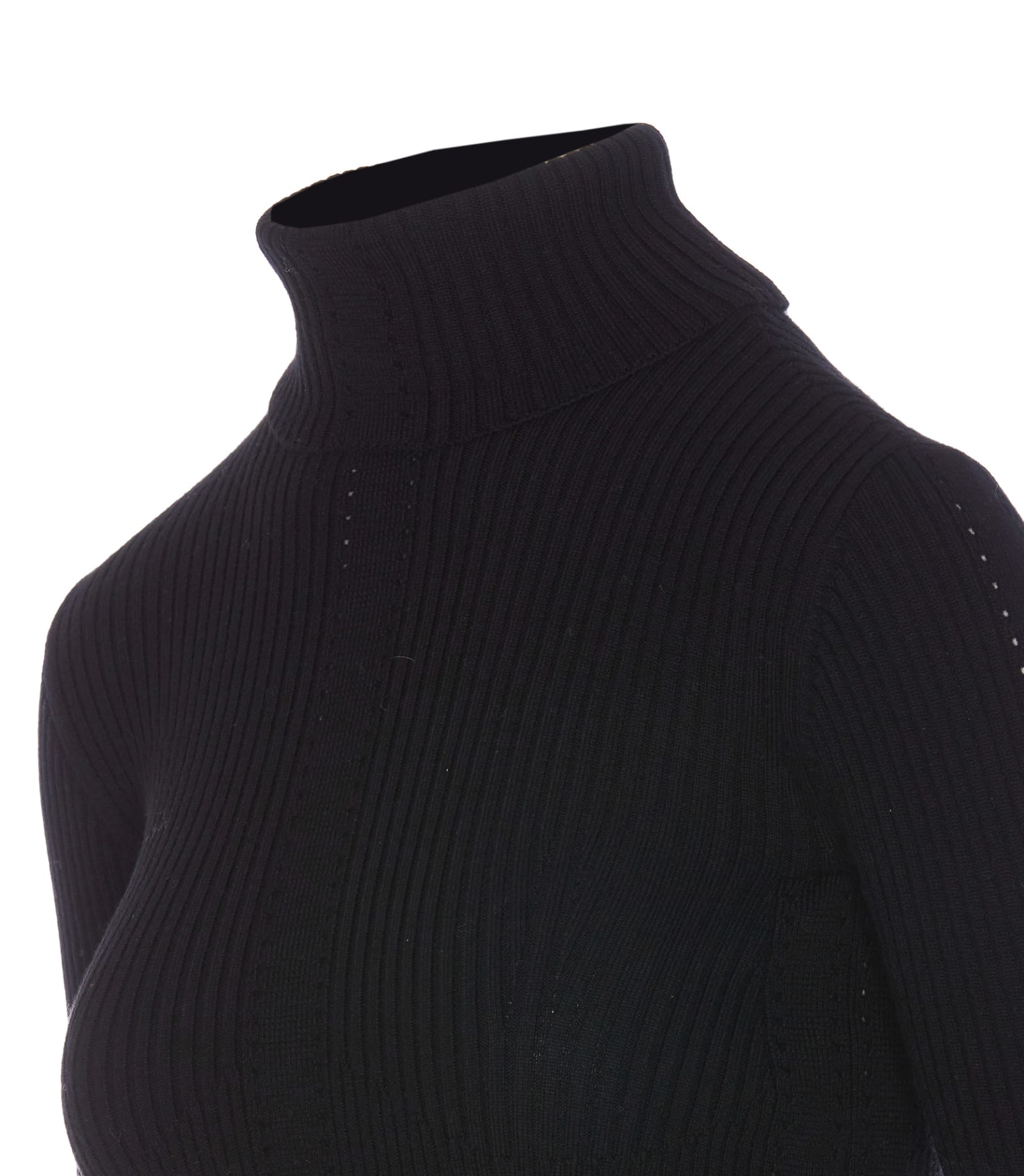 Shop Patrizia Pepe Essential Turtle Neck Wool Sweater In Black