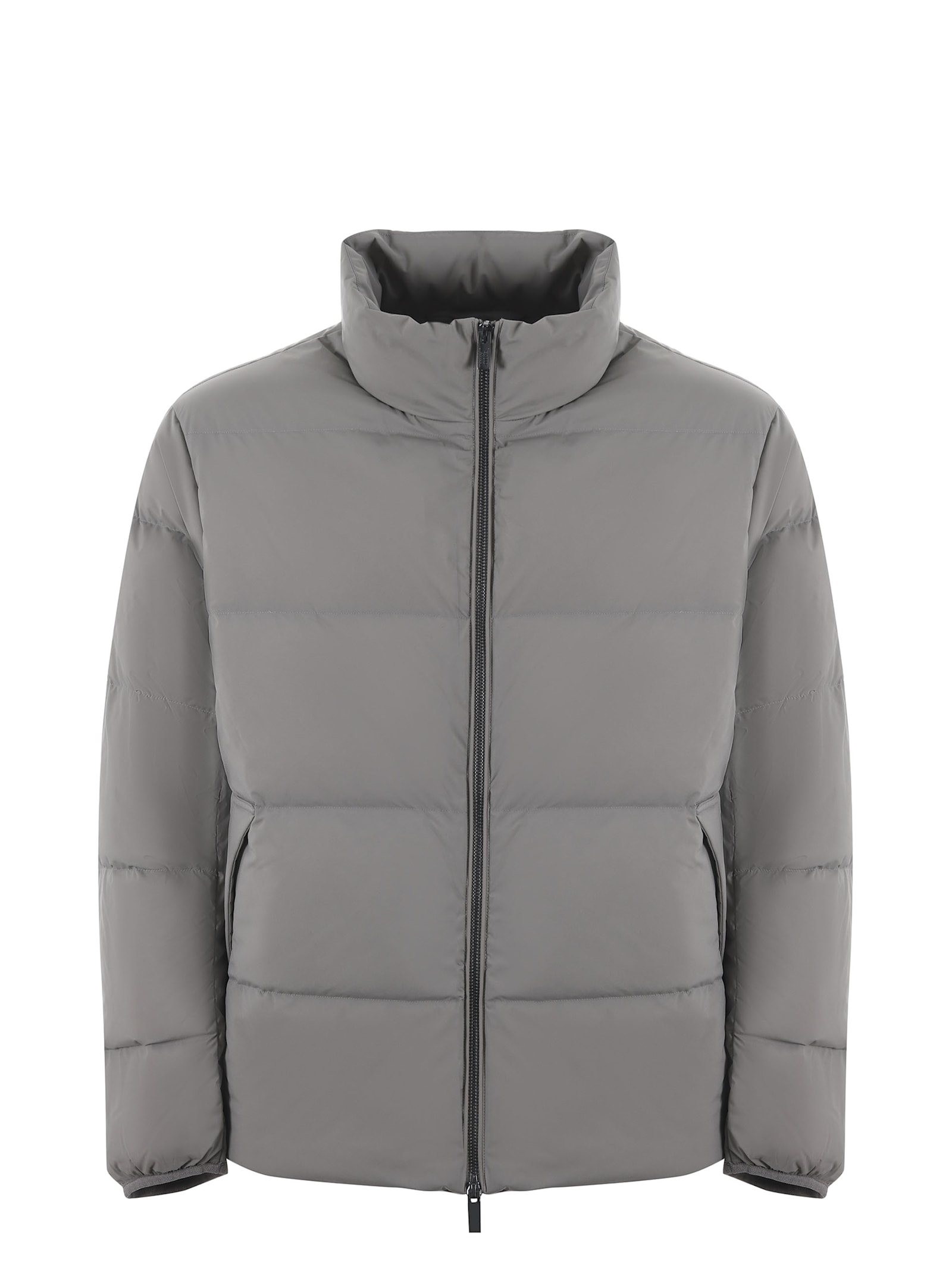 Shop Emporio Armani Quilted Nylon Down Jacket In Grey