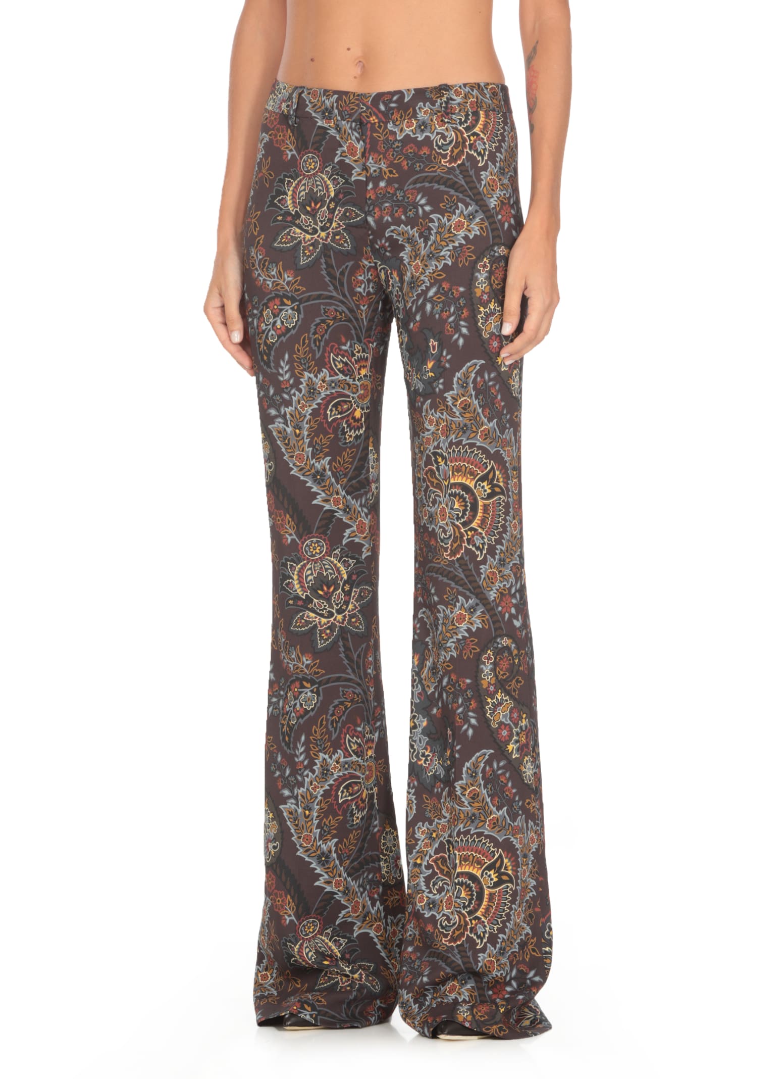 Shop Etro Pants With Print In Black