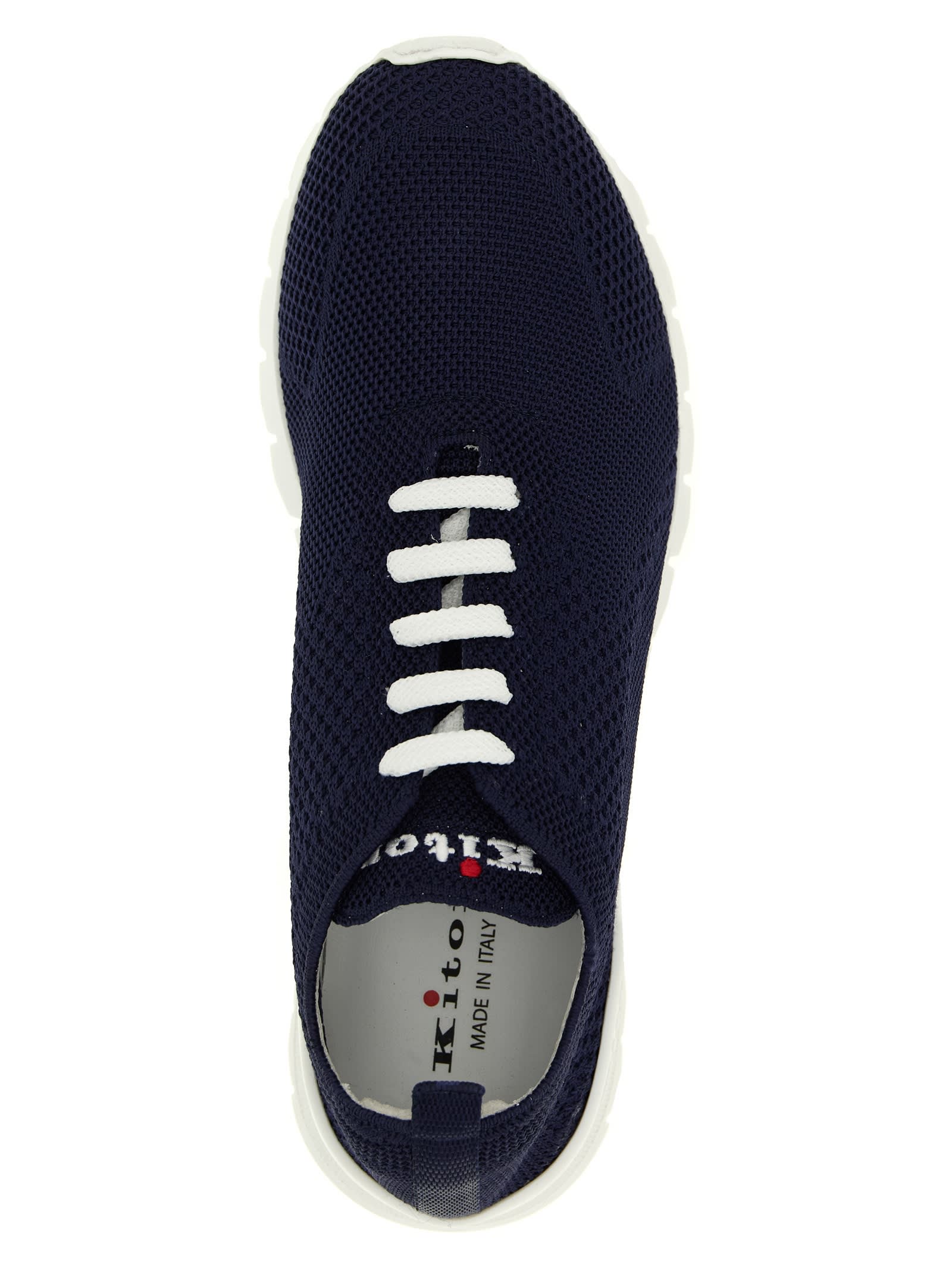 Kiton Embroidered Logo Low-top Sneakers In Navy