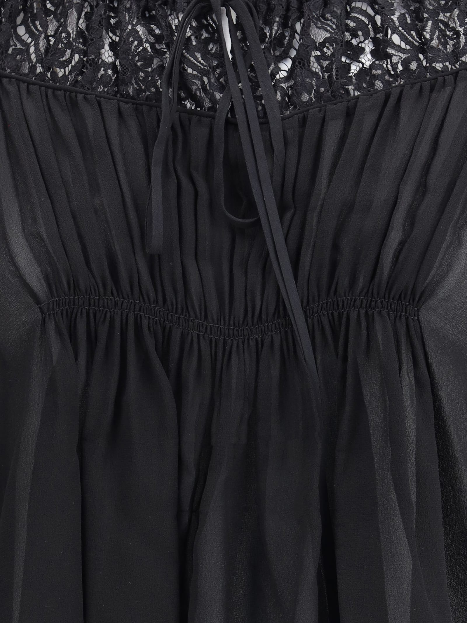 Chloé Women Silk Georgette And Lace Top In Black