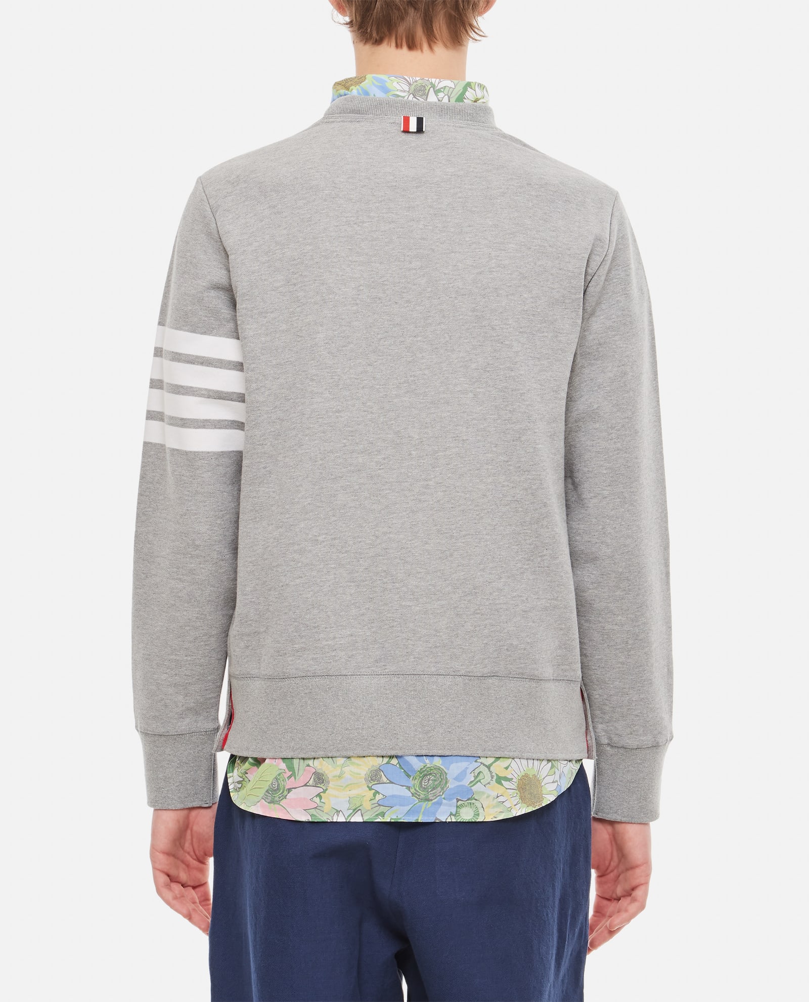 Shop Thom Browne Classic Sweatshirt In Classic Loopback W/ Engineered 4 Bar In Grey