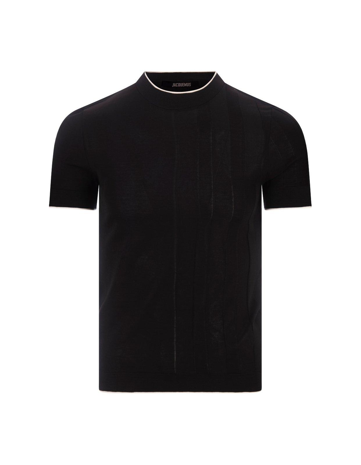 Shop Jacquemus Trim Detailed T-shirt In 990 Black