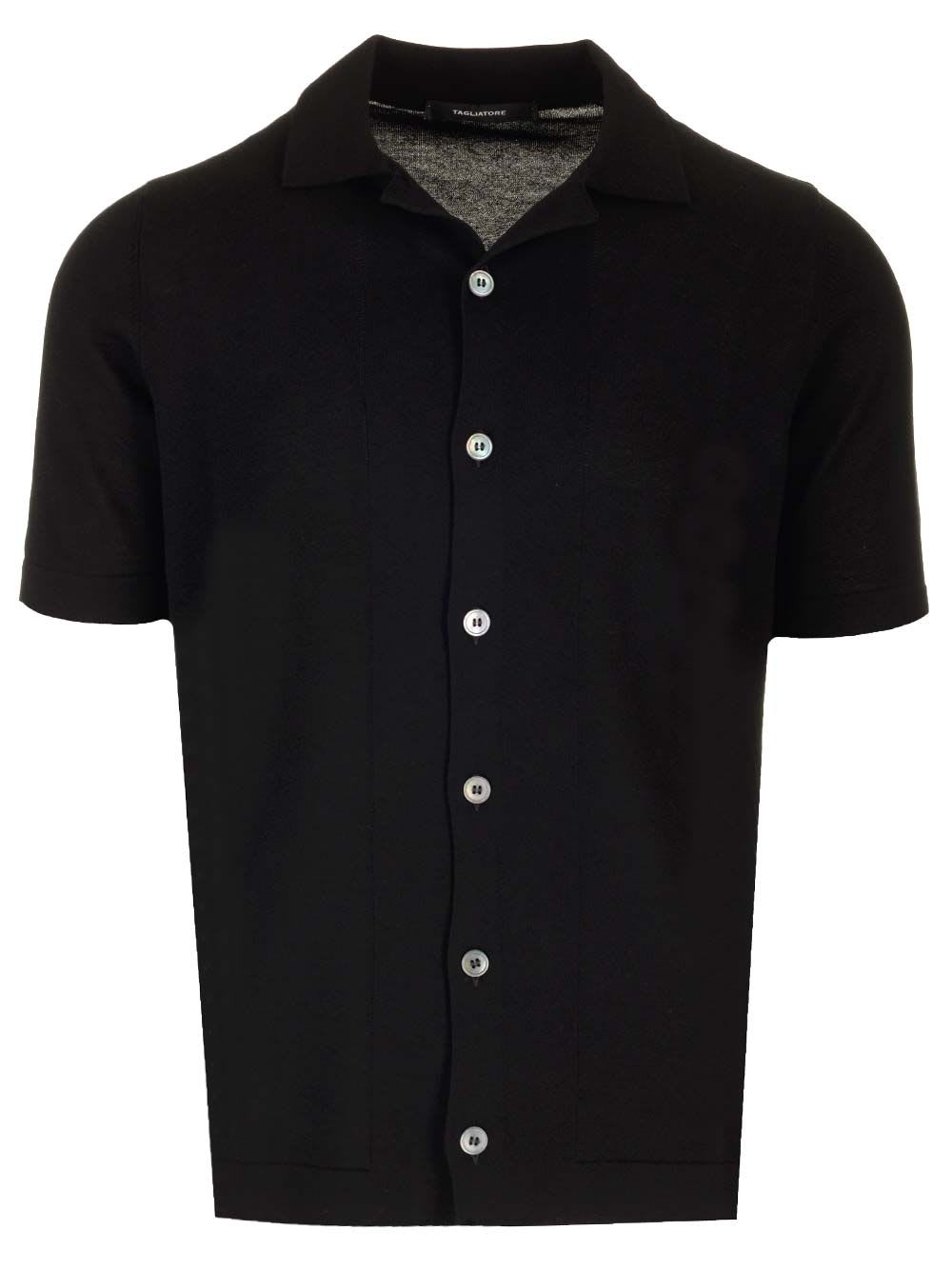 Shop Tagliatore Slub Jersey Shirt In Black