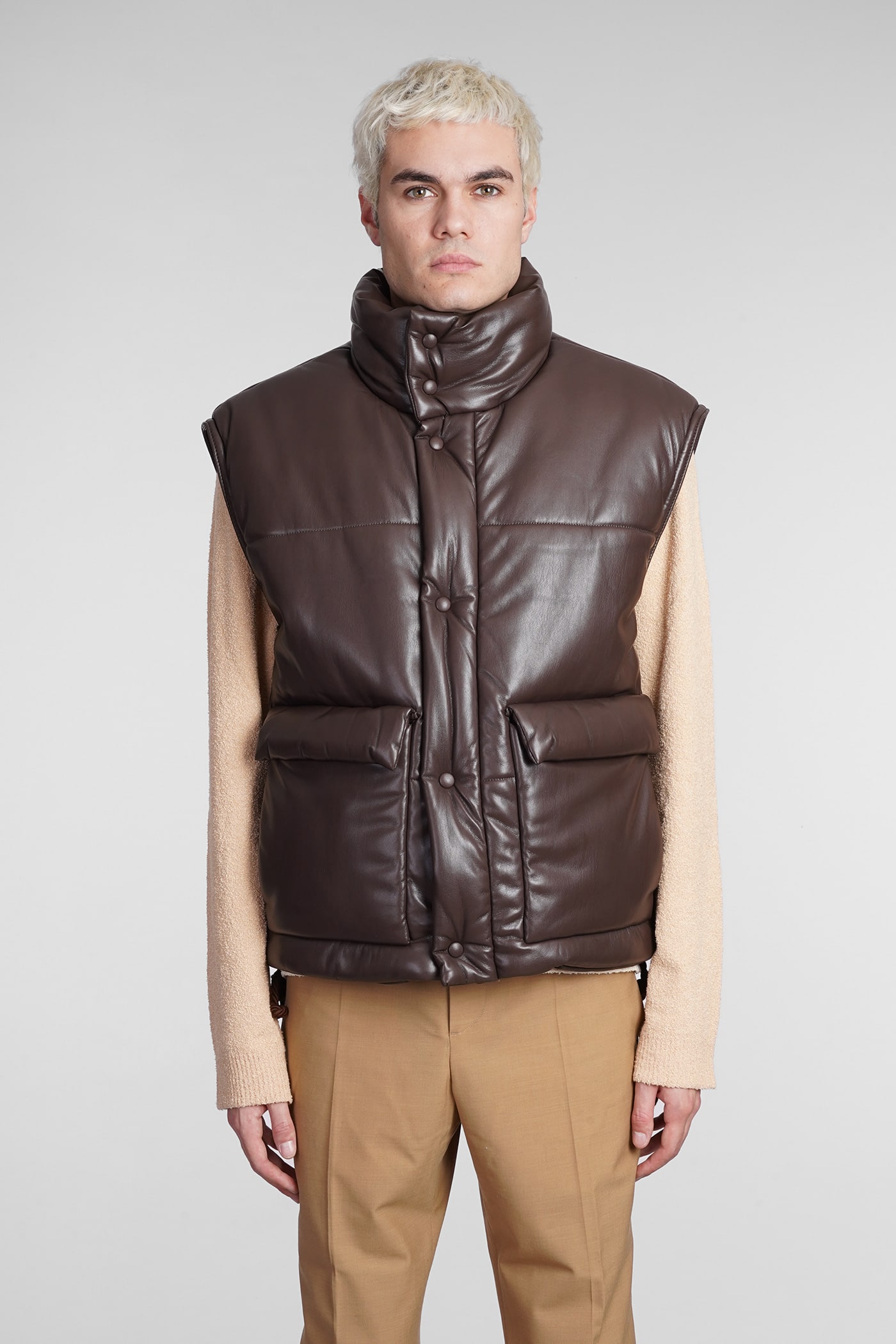 Nanushka Jovan Jacket In Brown Synthetic Leather