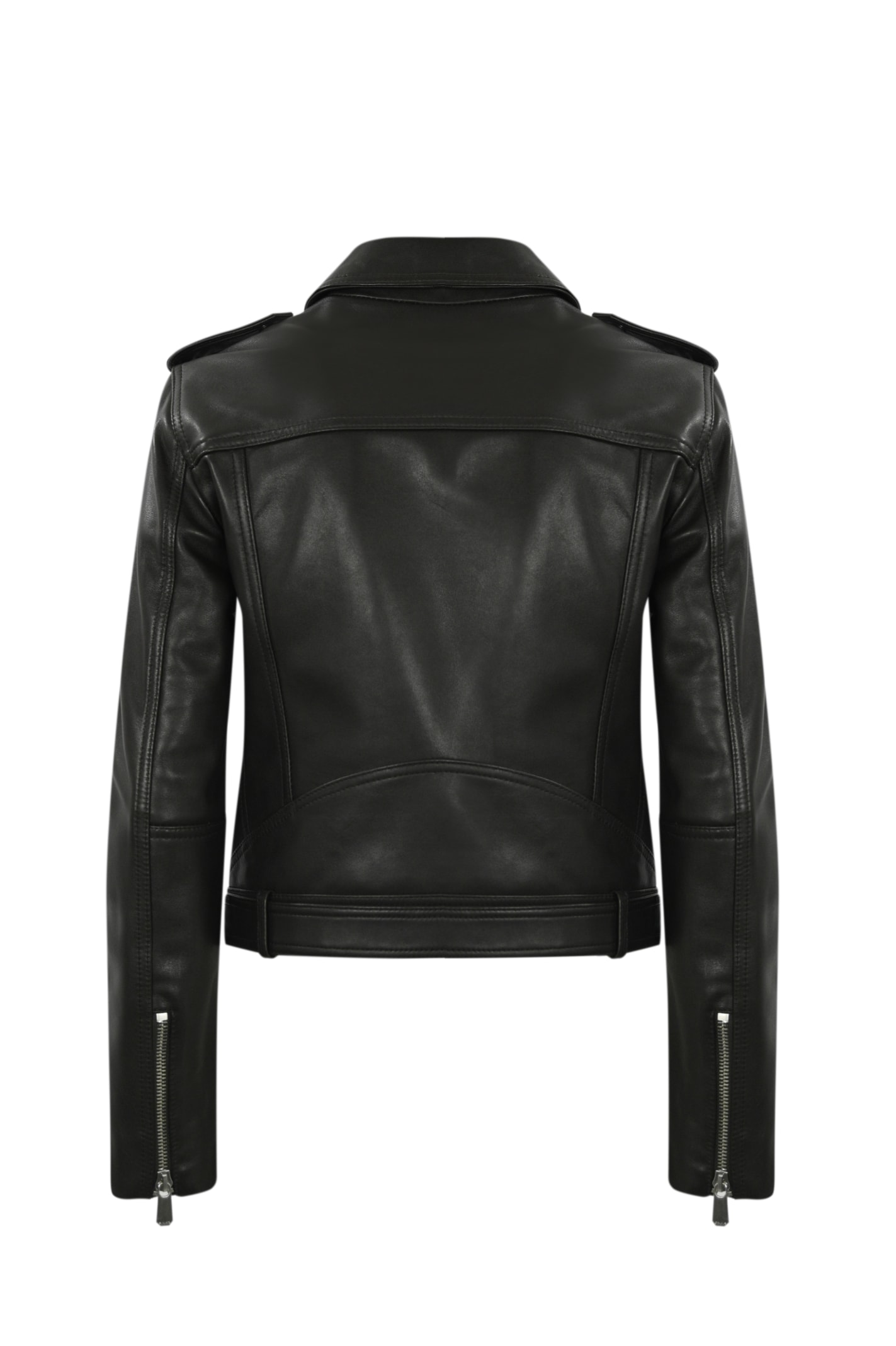 Shop Pinko Costa Rica Biker Jacket In Nappa In Marrone