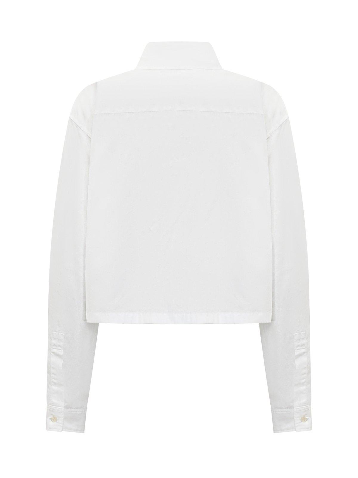 Shop Ambush Cropped Overshirt In Blanc De Blanc