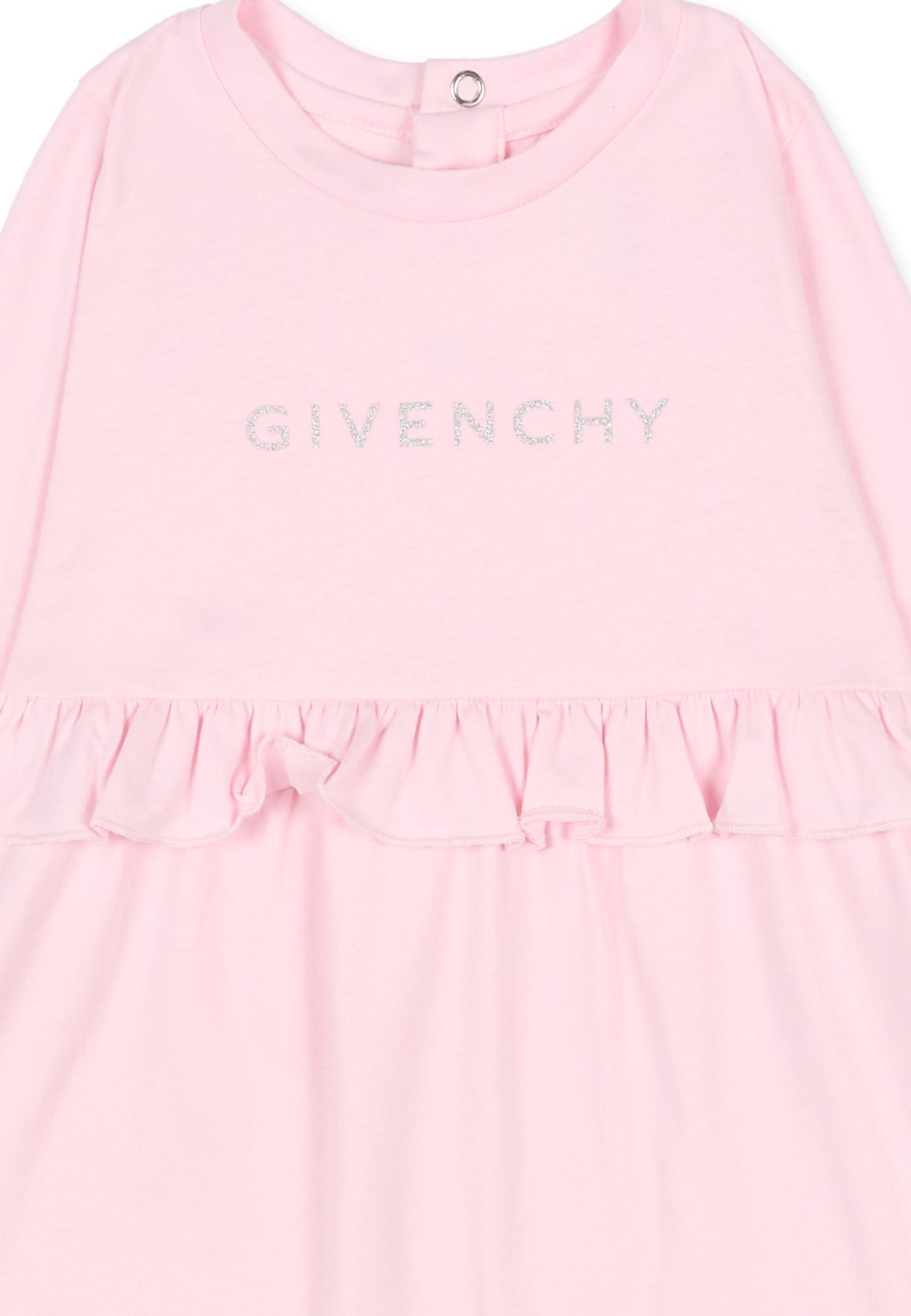 Givenchy Pink Dress For Baby Girl With Logo In Animal Print
