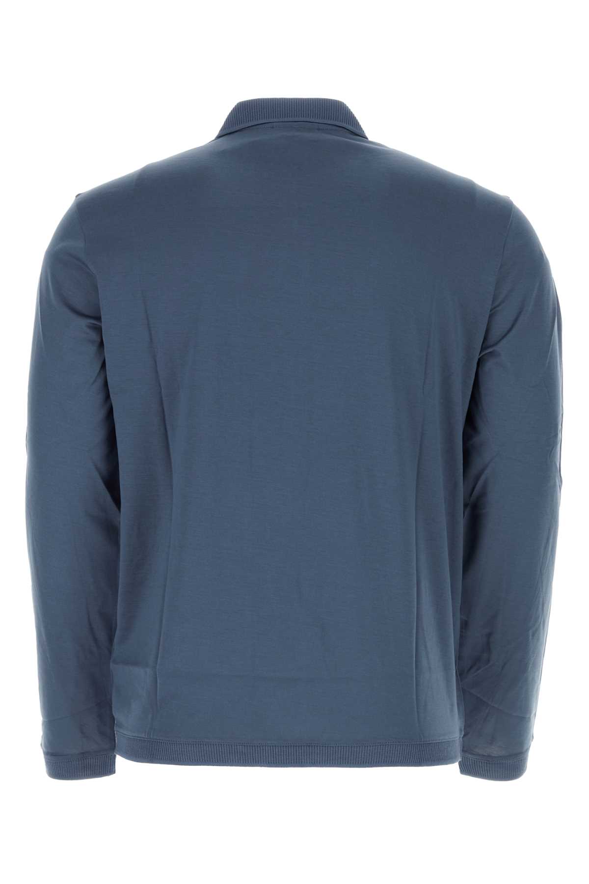 Shop Emporio Armani Air Force Blue Lyocell Blend Polo Shirt In 09b2