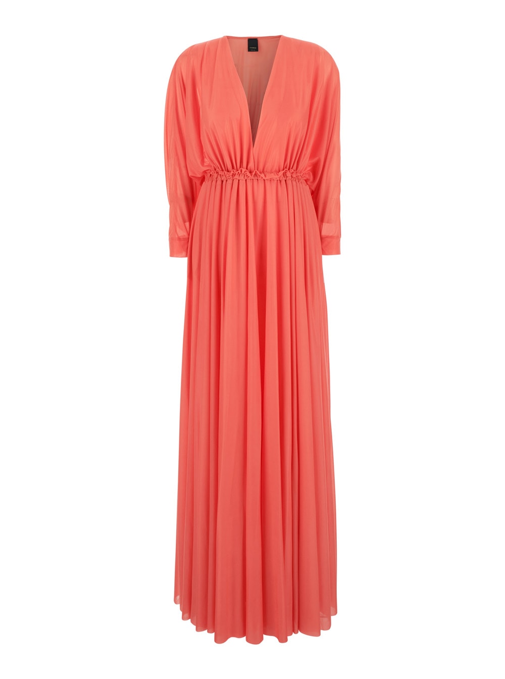 Pinko Orange Long Dress With Deep V-neck And Cut-out On The Back In Tech Fabric Woman In Orange