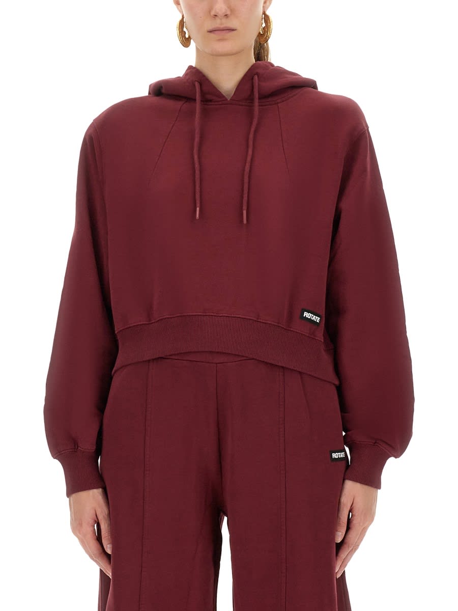 Rotate Birger Christensen Rotate Birgerchristensen Terry Back Hoodie In Burgundy