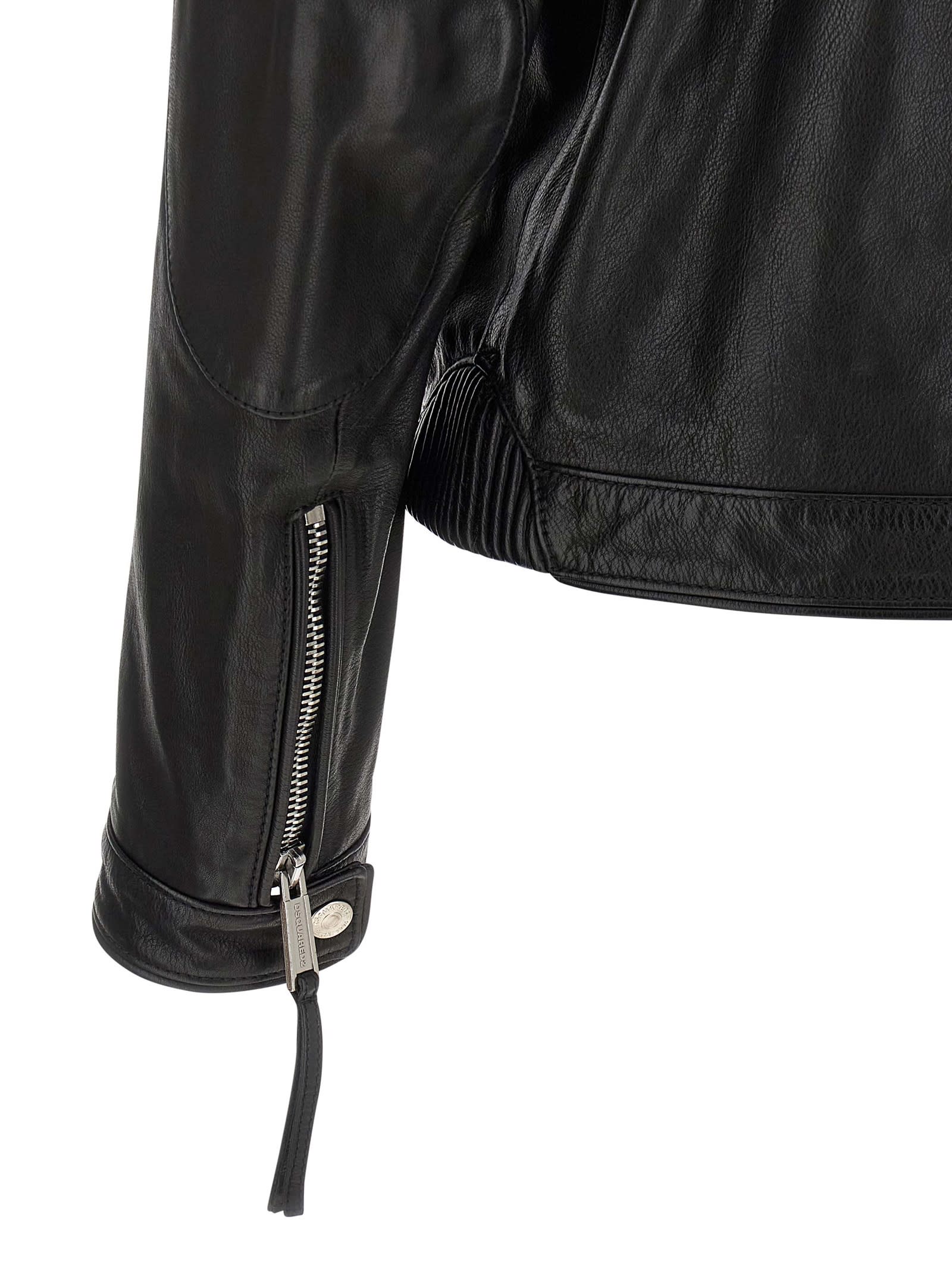 Dsquared2 X Ducati Capsule Leather Jacket Puffer Jackets Black In Black
