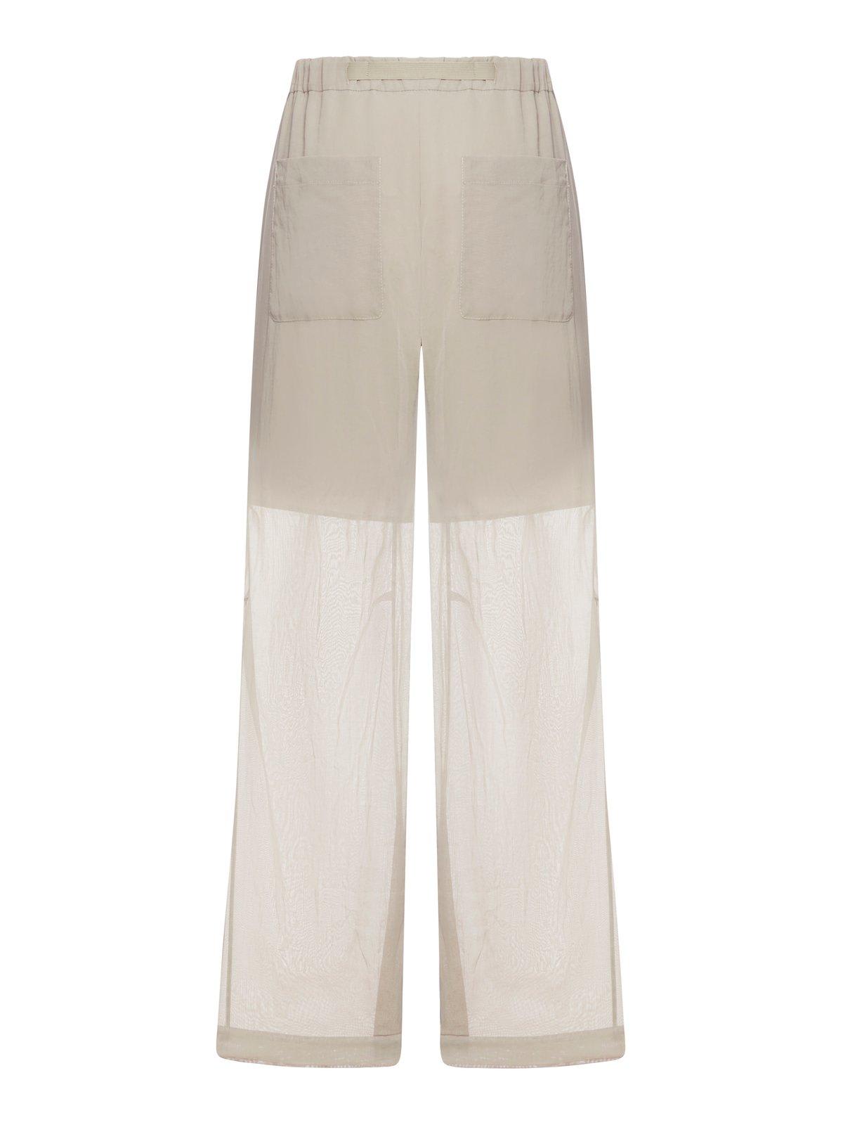 Shop Brunello Cucinelli Semi-sheer Belted Wide-leg Trousers In Pink