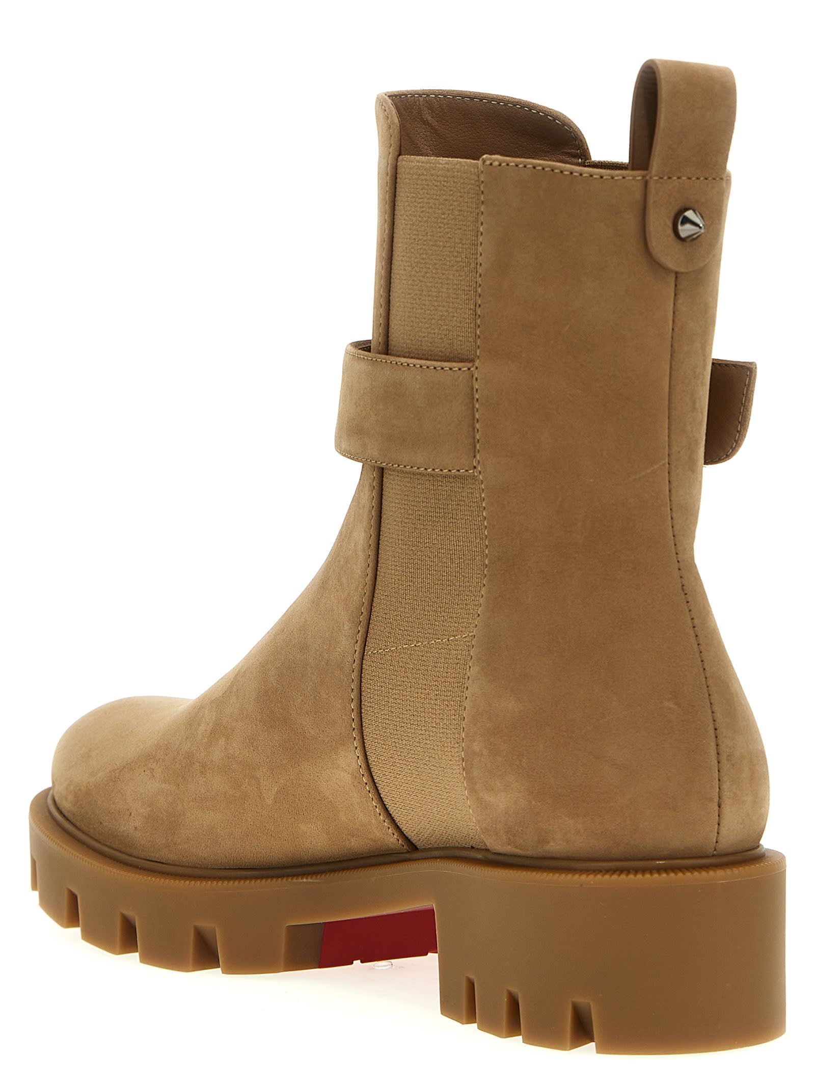 Shop Christian Louboutin Cl Ankle Boots In Beige