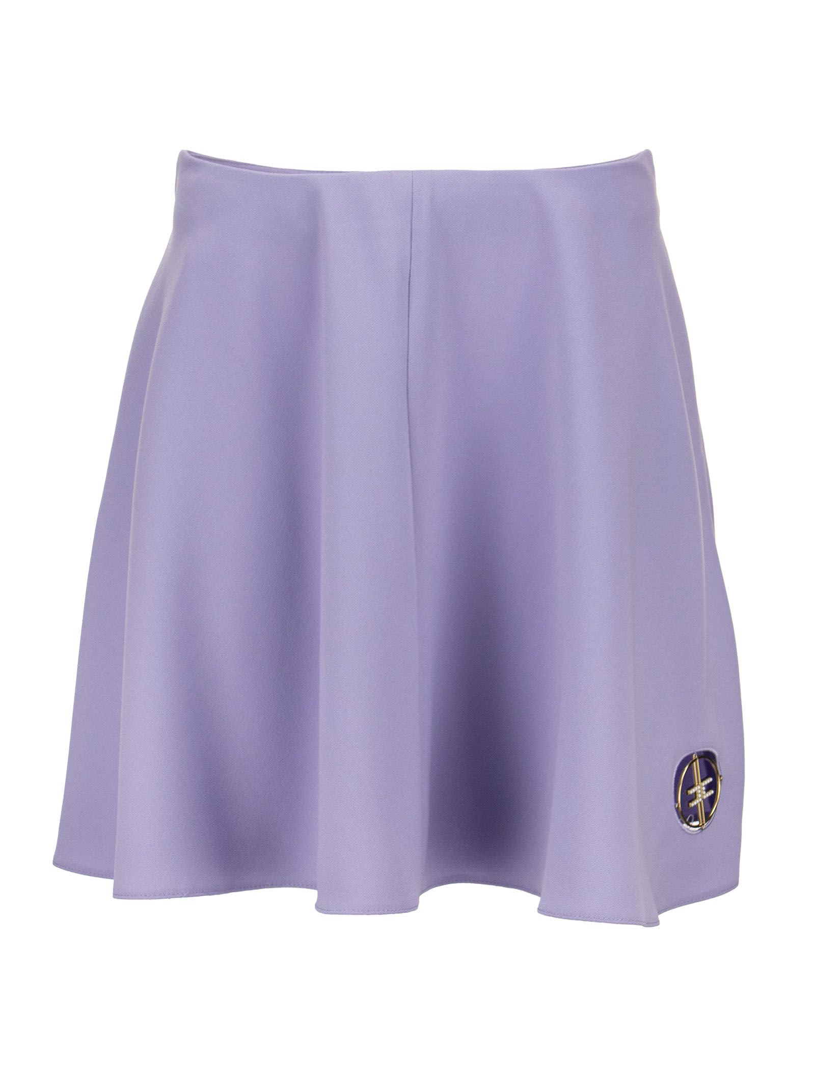 Elisabetta Franchi Mini Skirt With Flounces And Light Gold Logo