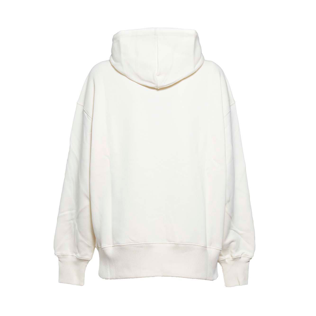 Shop Msgm Logo Printed Drawstring Hoodie In Panna