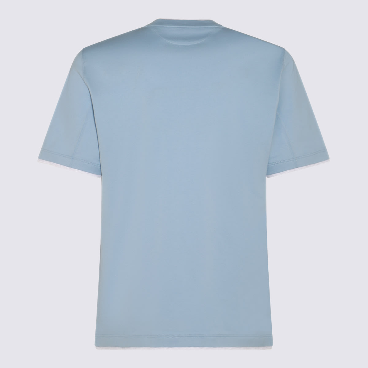 Shop Brunello Cucinelli Ligth Blue Cotton T-shirt