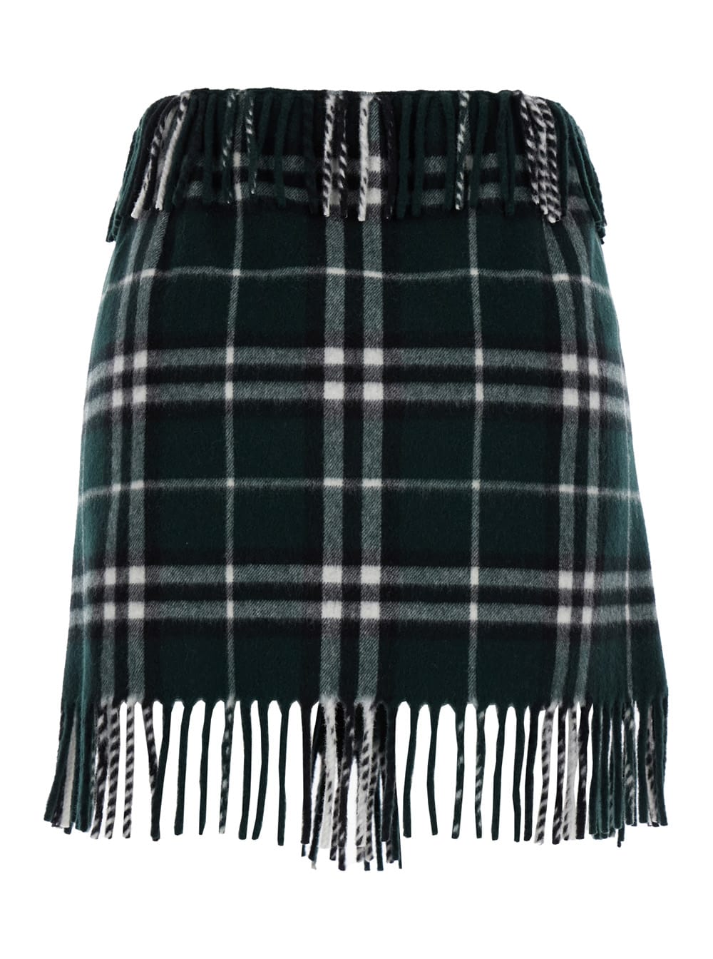 Shop Burberry Scarf Check Mini Skirt In Green