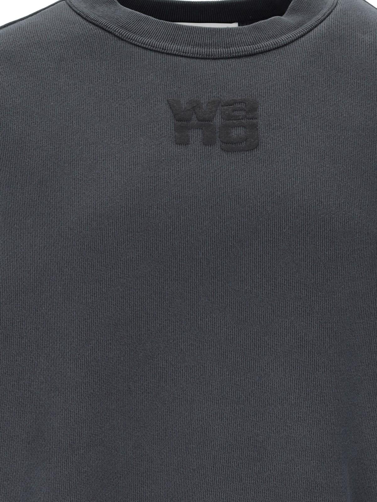 Shop Alexander Wang Logo Crew Neck Sweatshirt In Grey